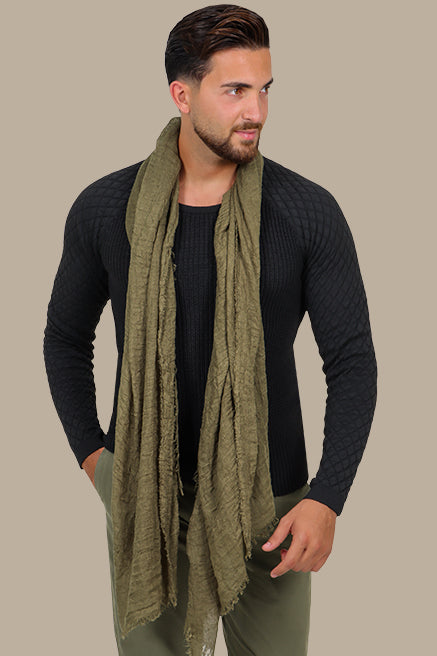 Black Mercerized Sweater with Lozenge Shoulder Pattern