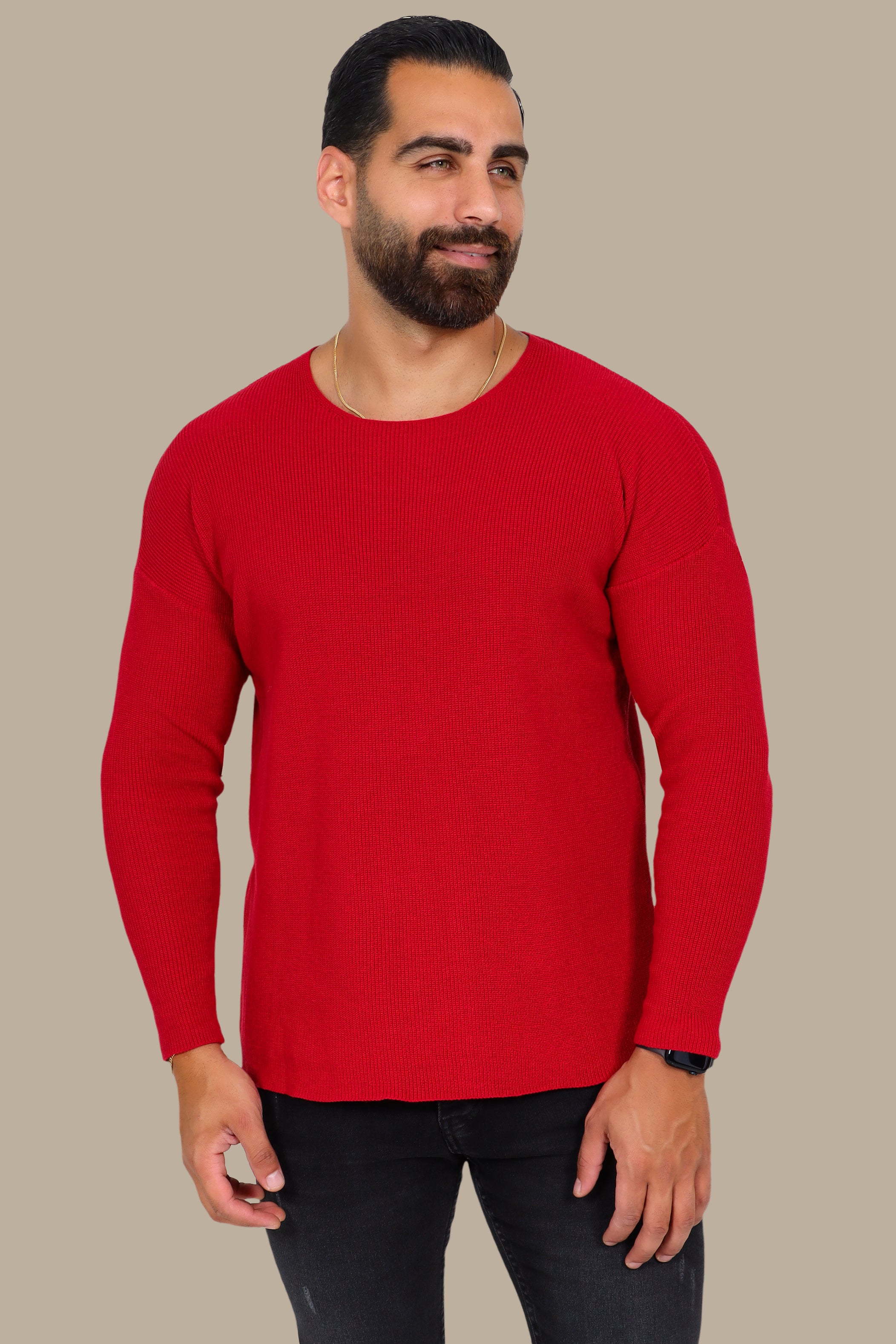 Red Oversized Mercerized Sweater
