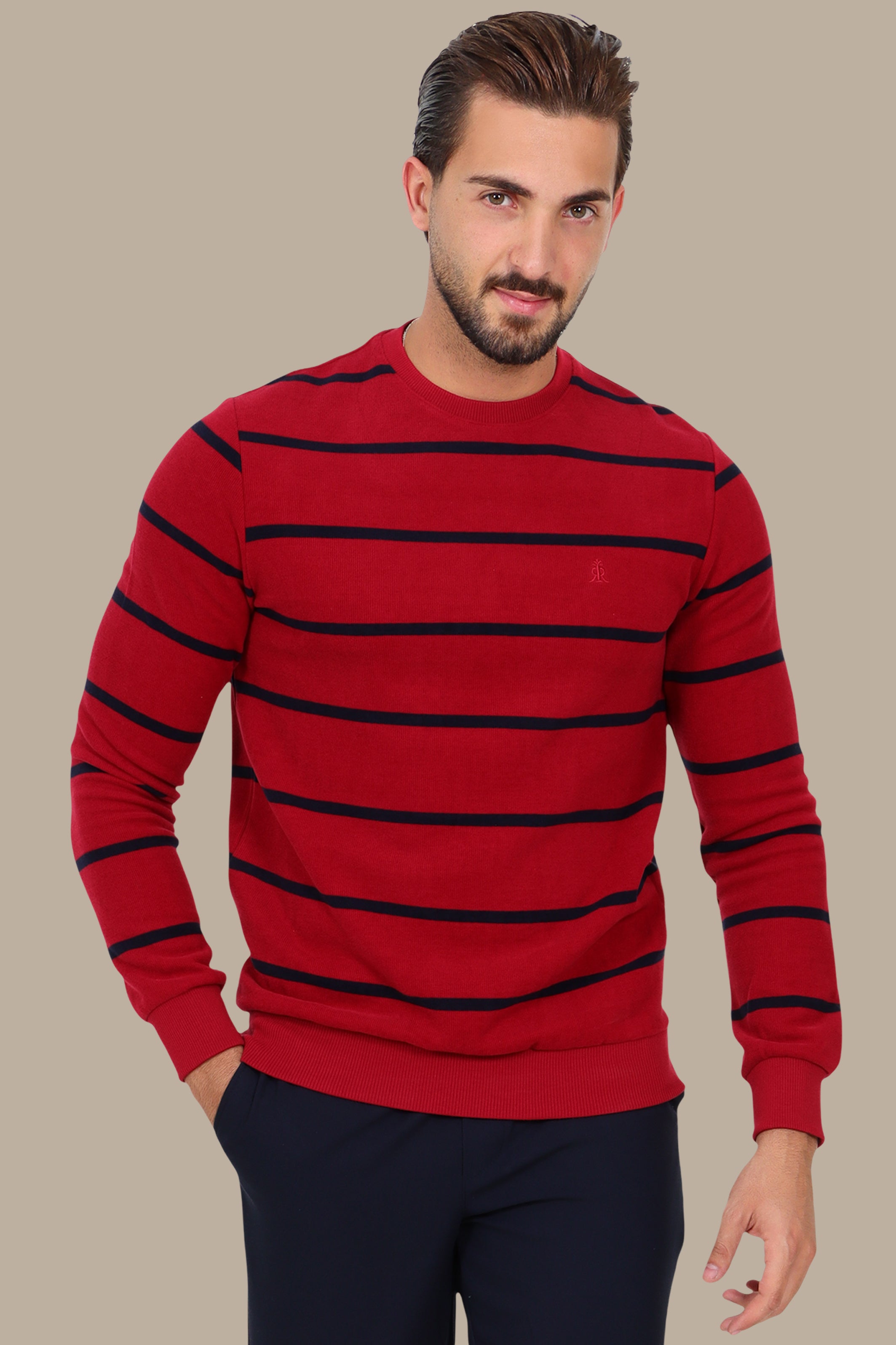 Red Velvet Breton Sweater