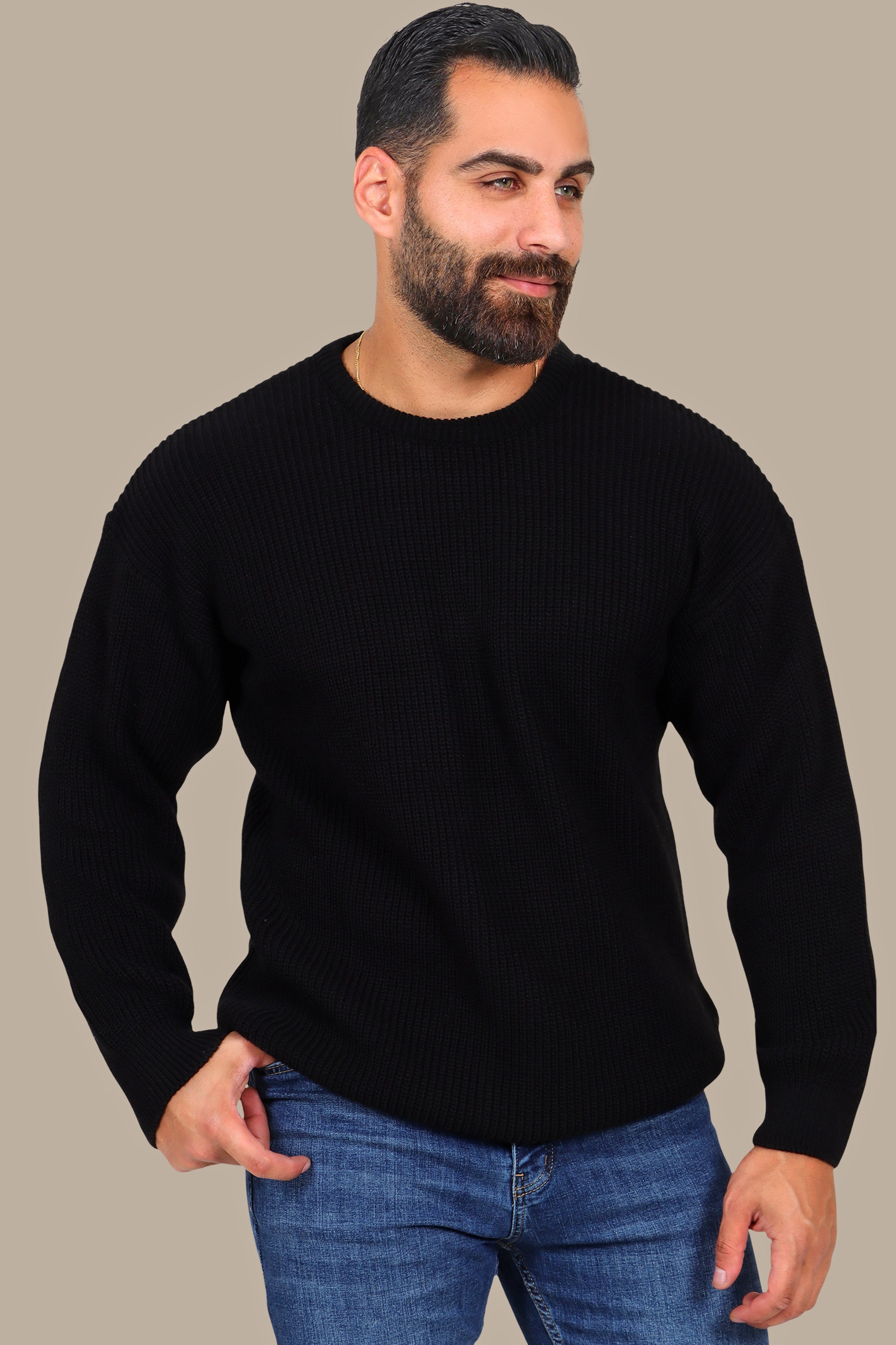 Thick Mercerized Oversized Sweater Black