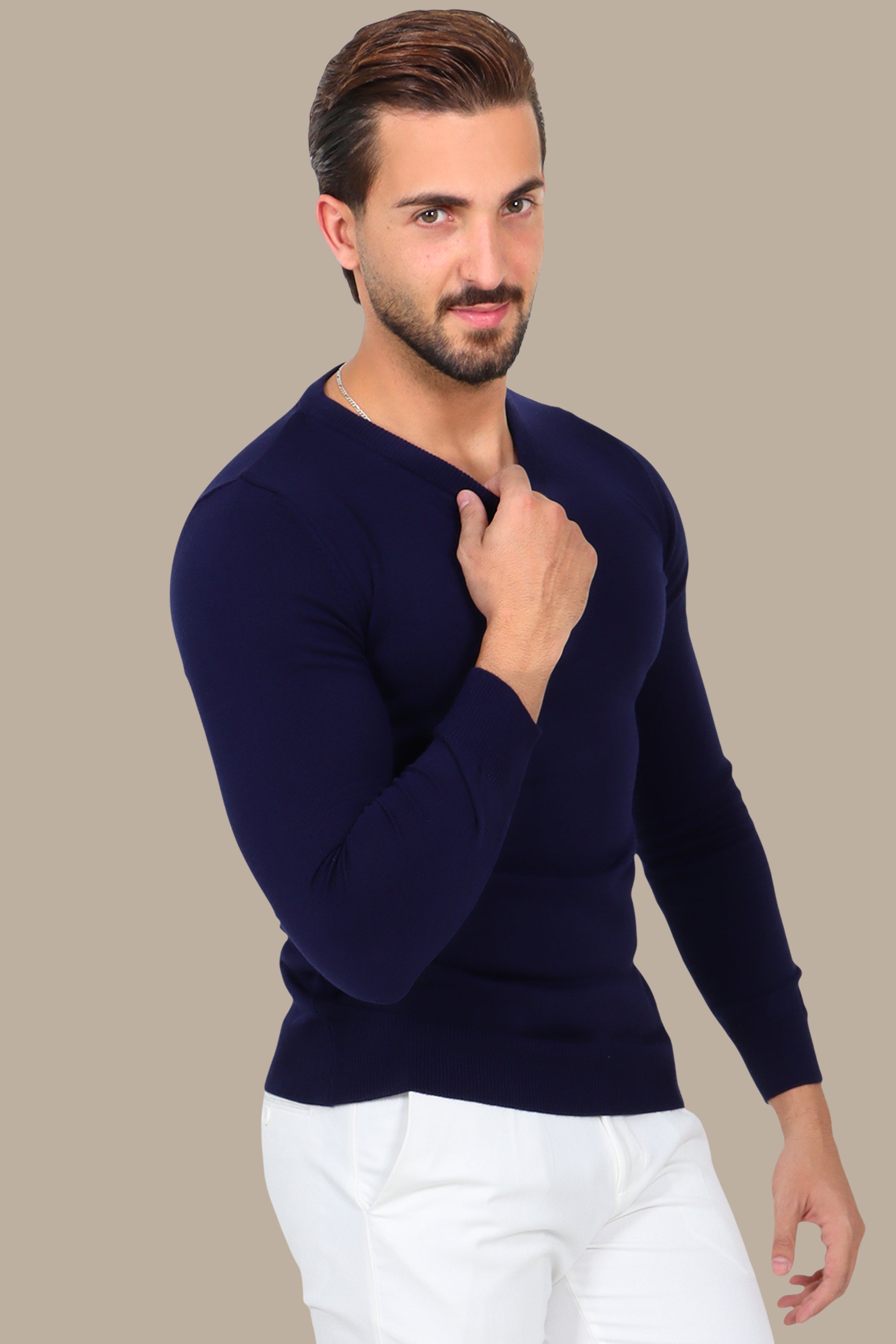 Navy V-Neck Sweater