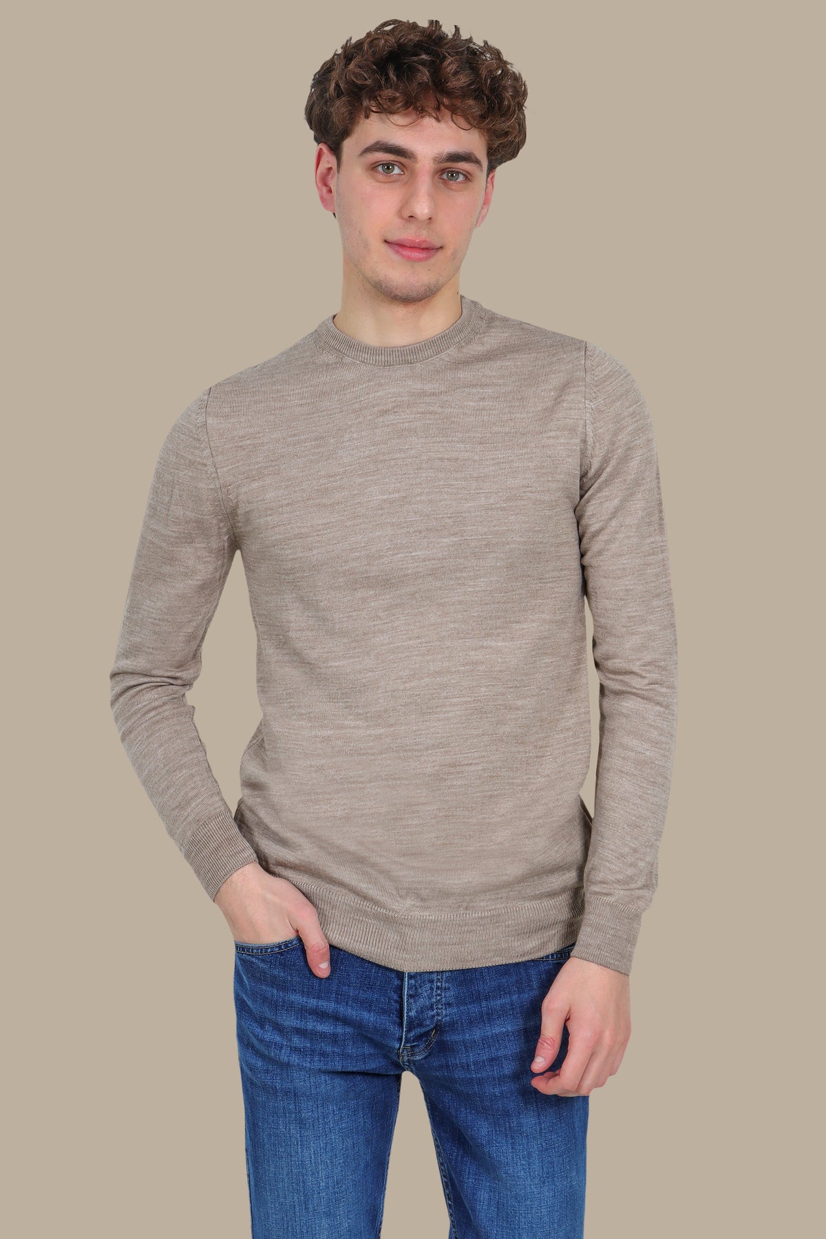 Beige Round Neck Sweater – Basic Essential