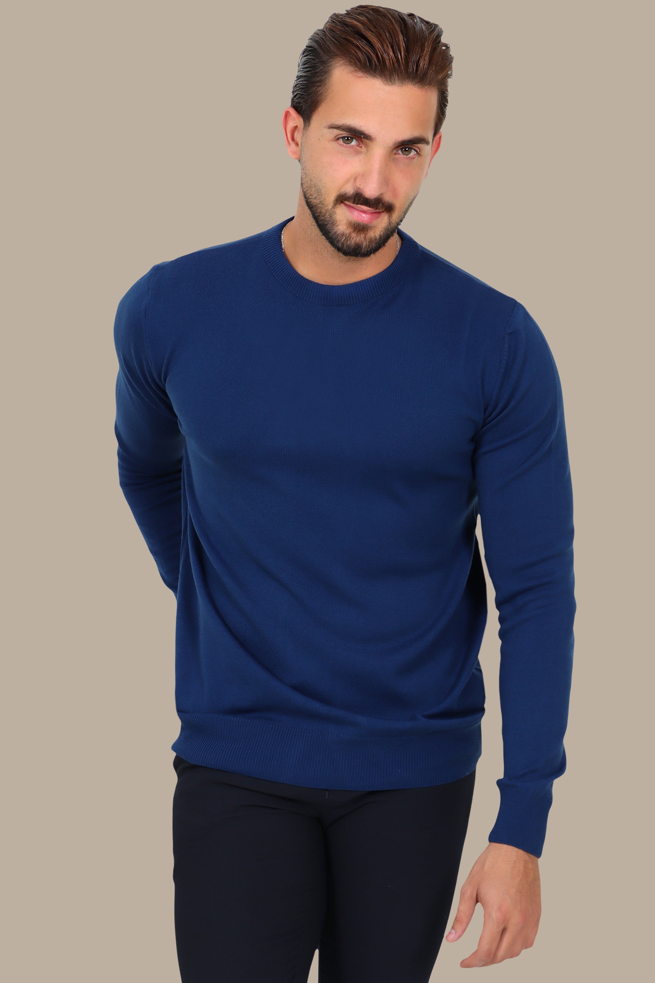 Blue Round-Neck Sweater
