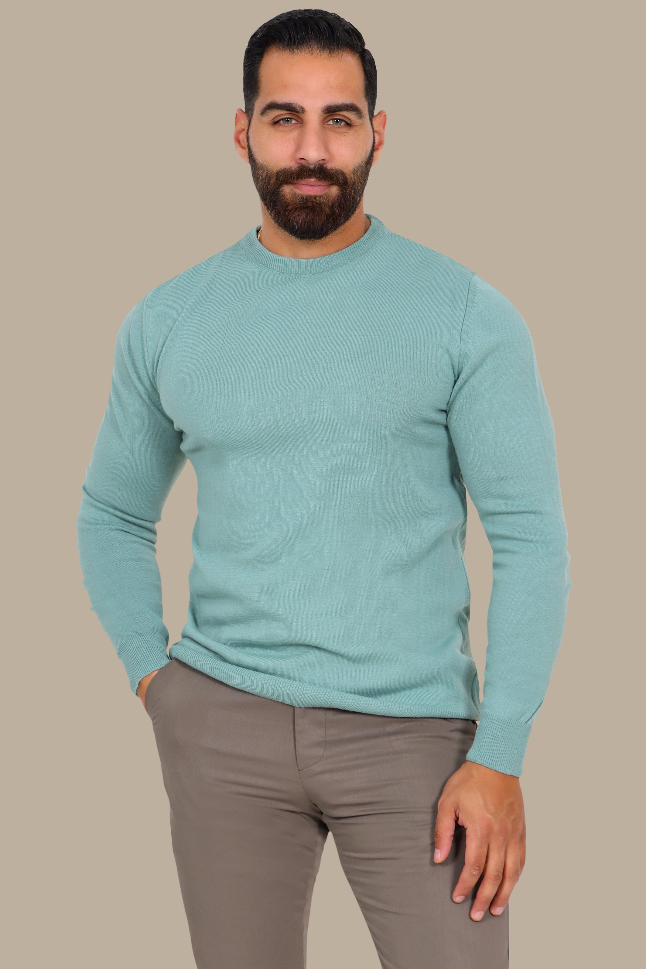 Basic Round Neck Sweater – Mint