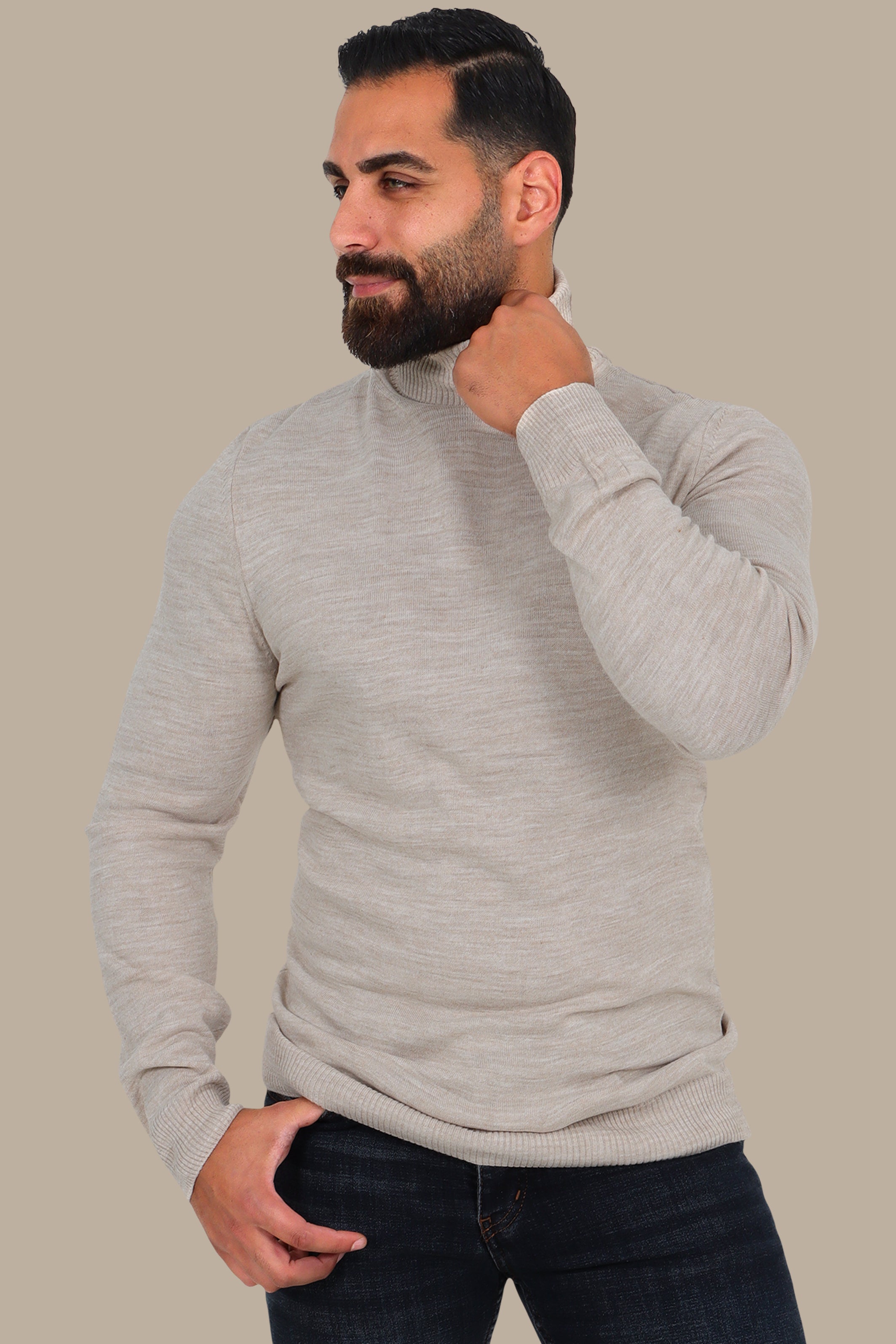 Beige Turtle Neck Sweater
