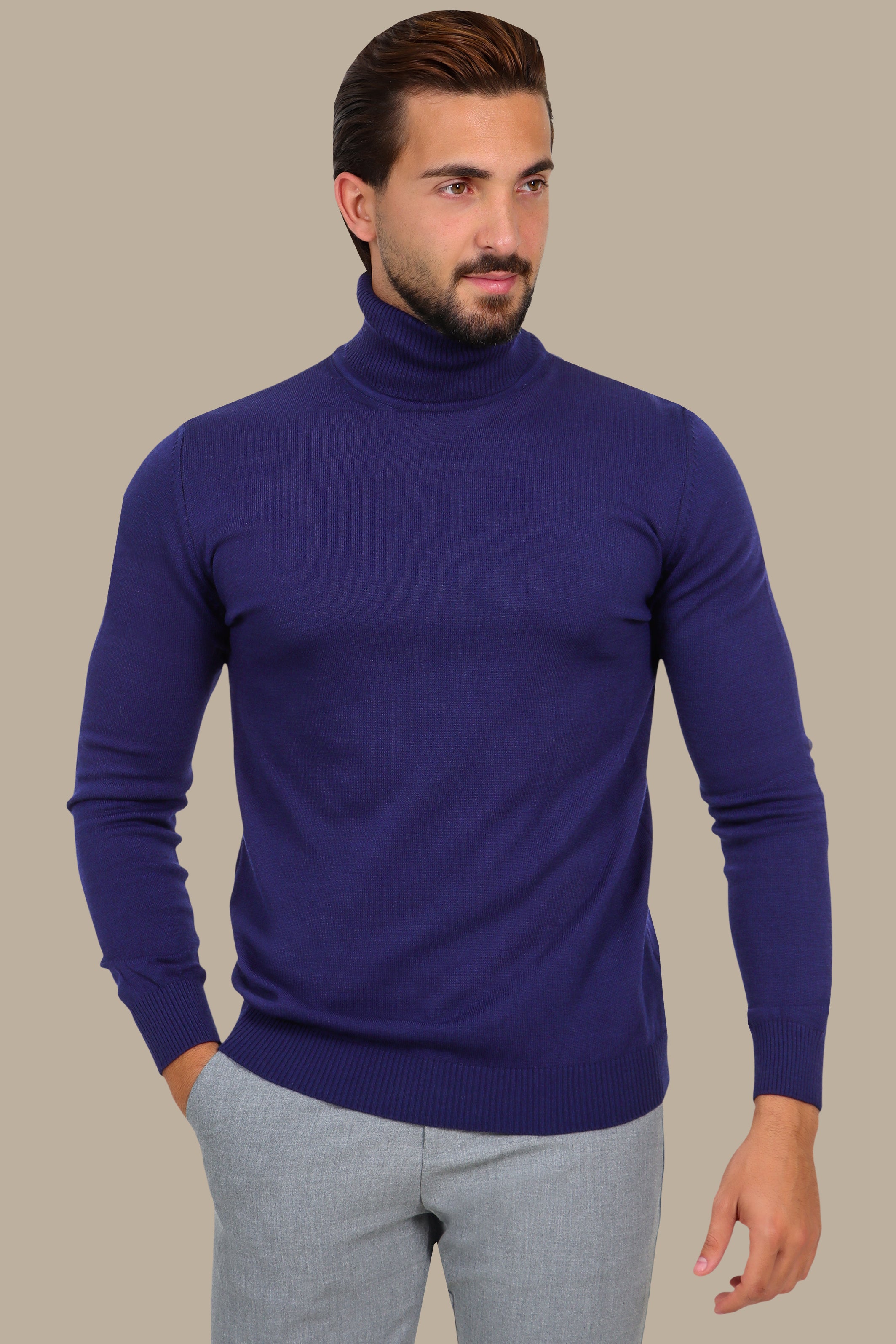 Basic Turtle Neck Sweater – Navy