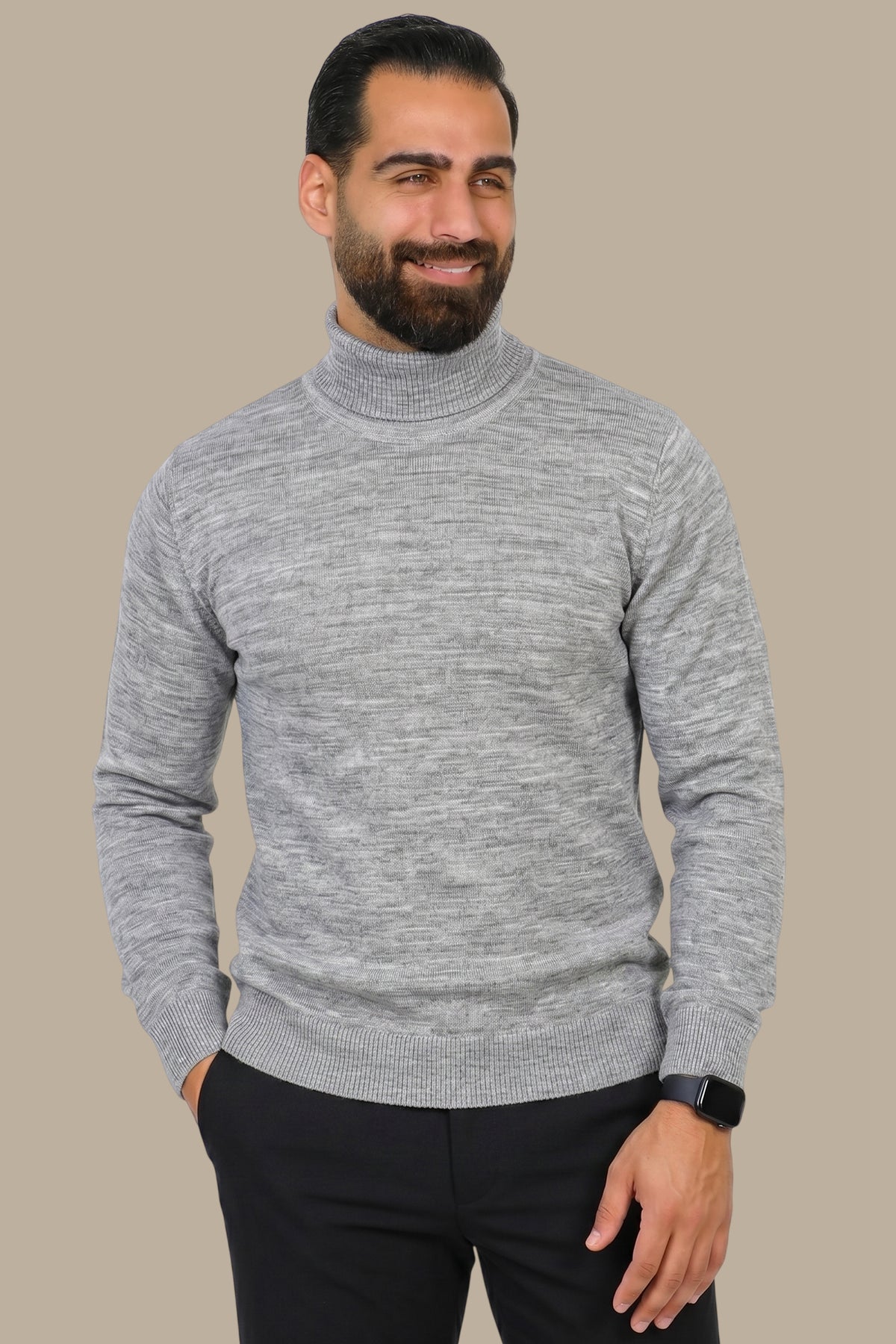 Turtleneck Sweater Basic Light Grey
