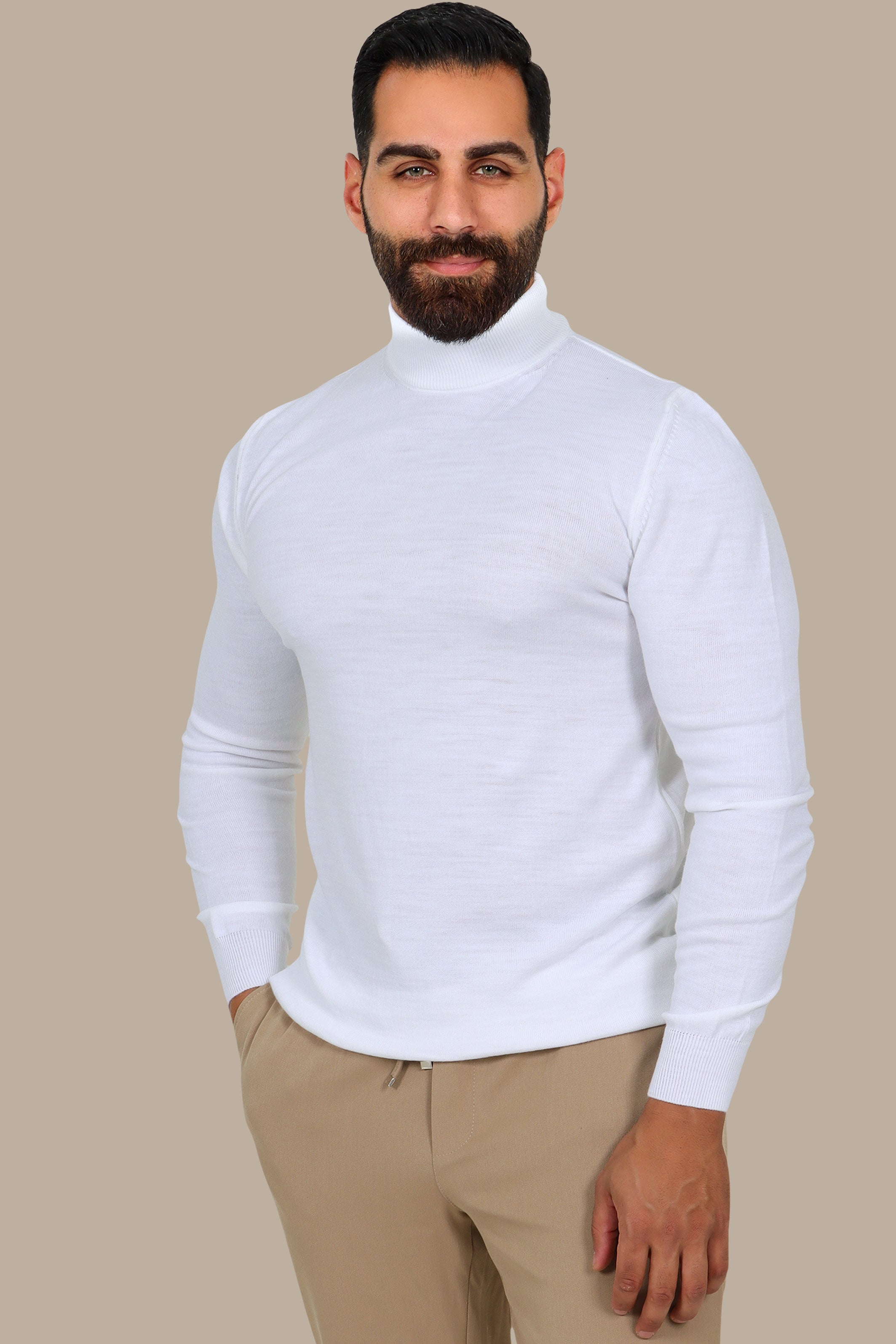 High Neck Basic Sweater White