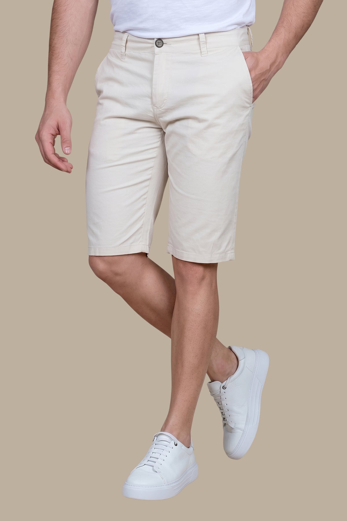 Off White Slim Fit Chino Shorts