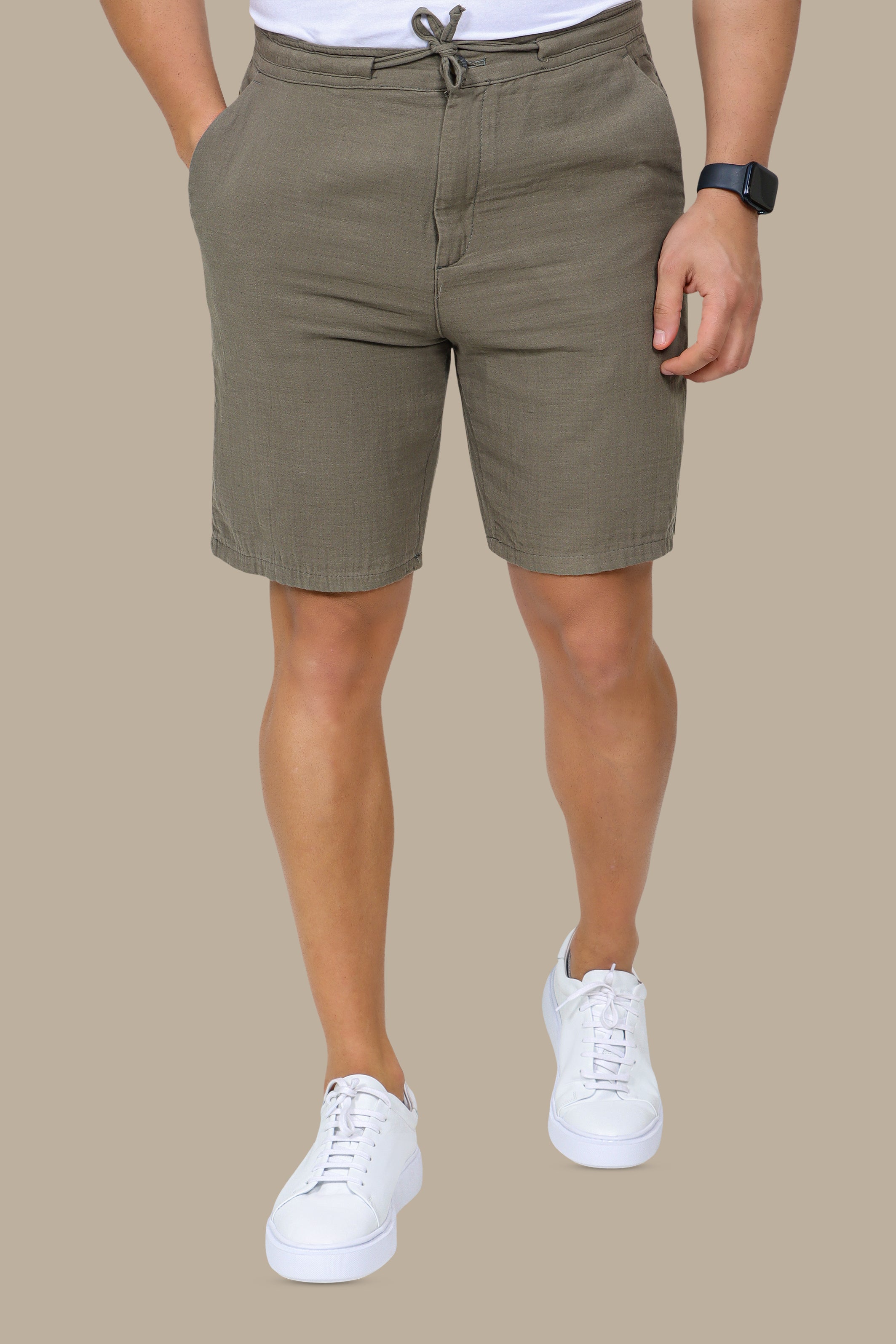 Khaki Chic: The Essential Short Linen Collection
