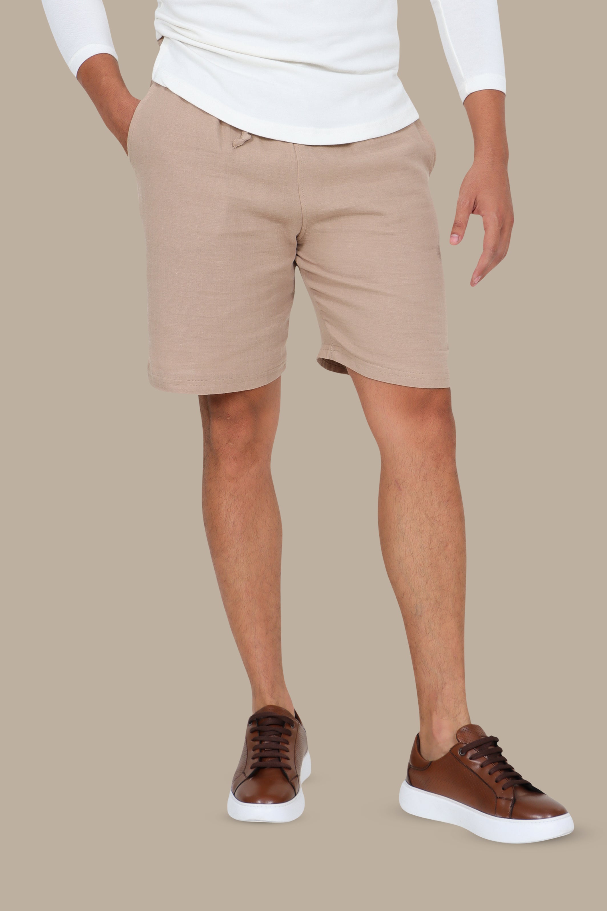 Beige Linen Shorts