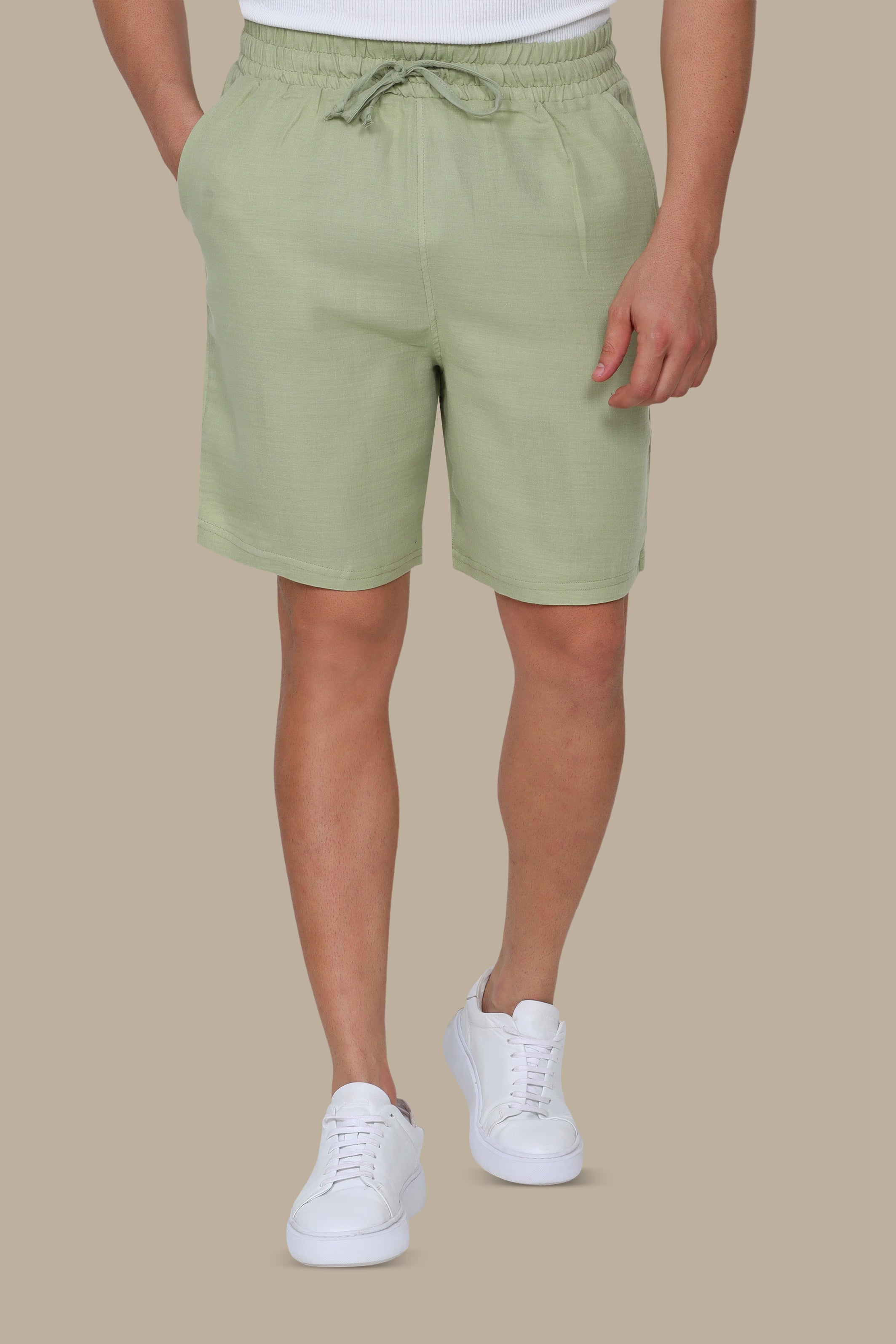 Olive Linen Shorts