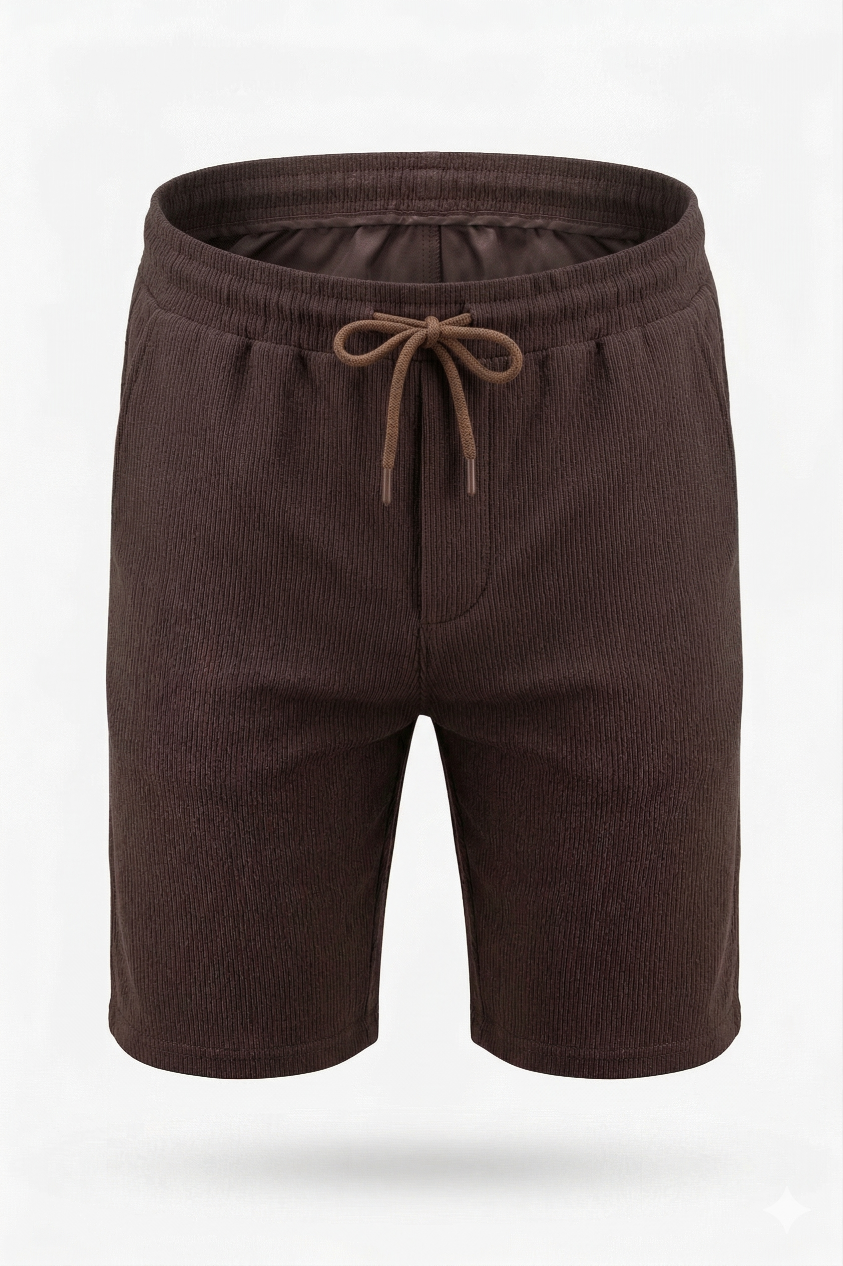 Structured Ribbed Shorts in Petrol Brown