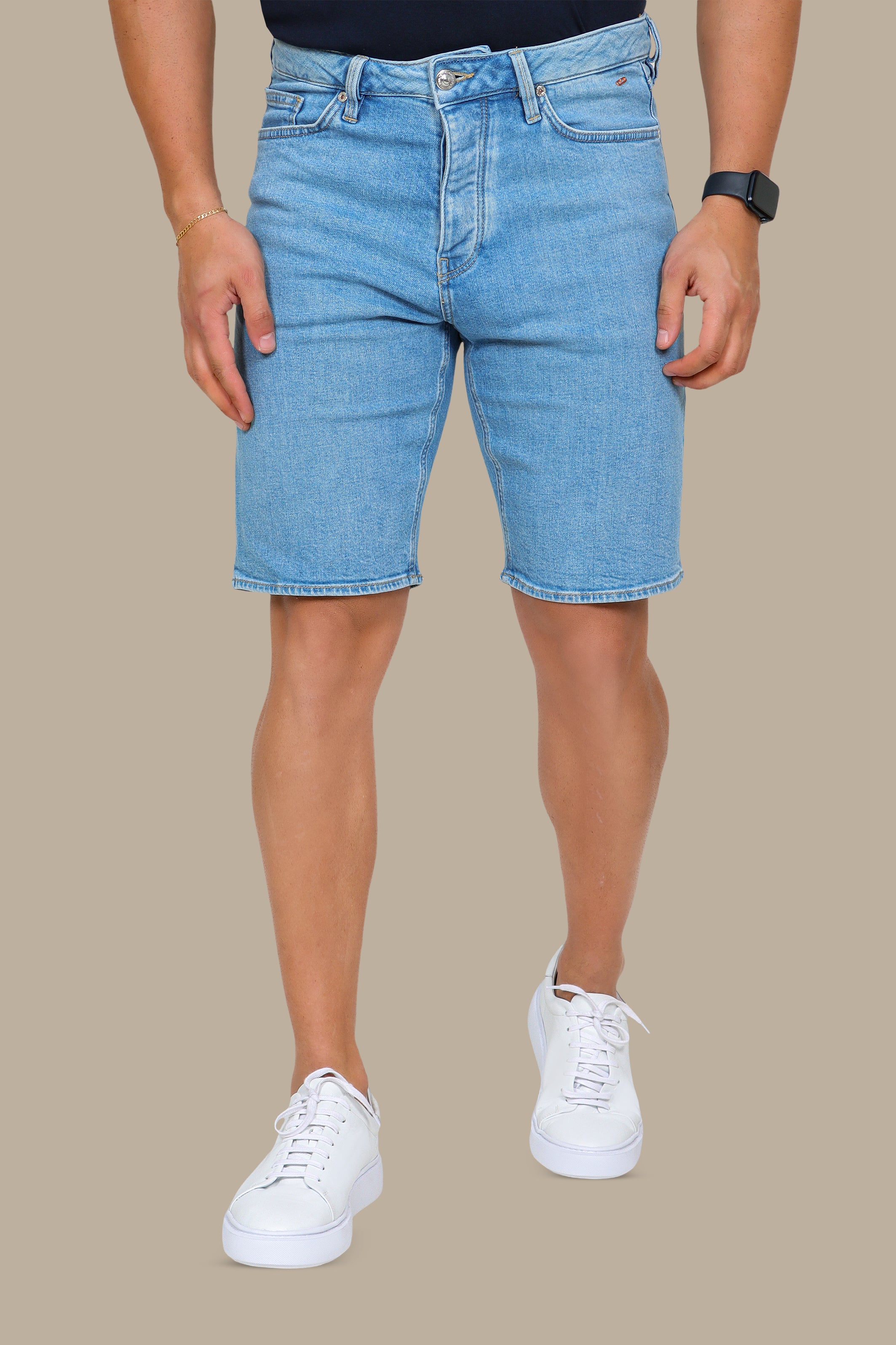 Light Blue Tie-Dye Short Denim