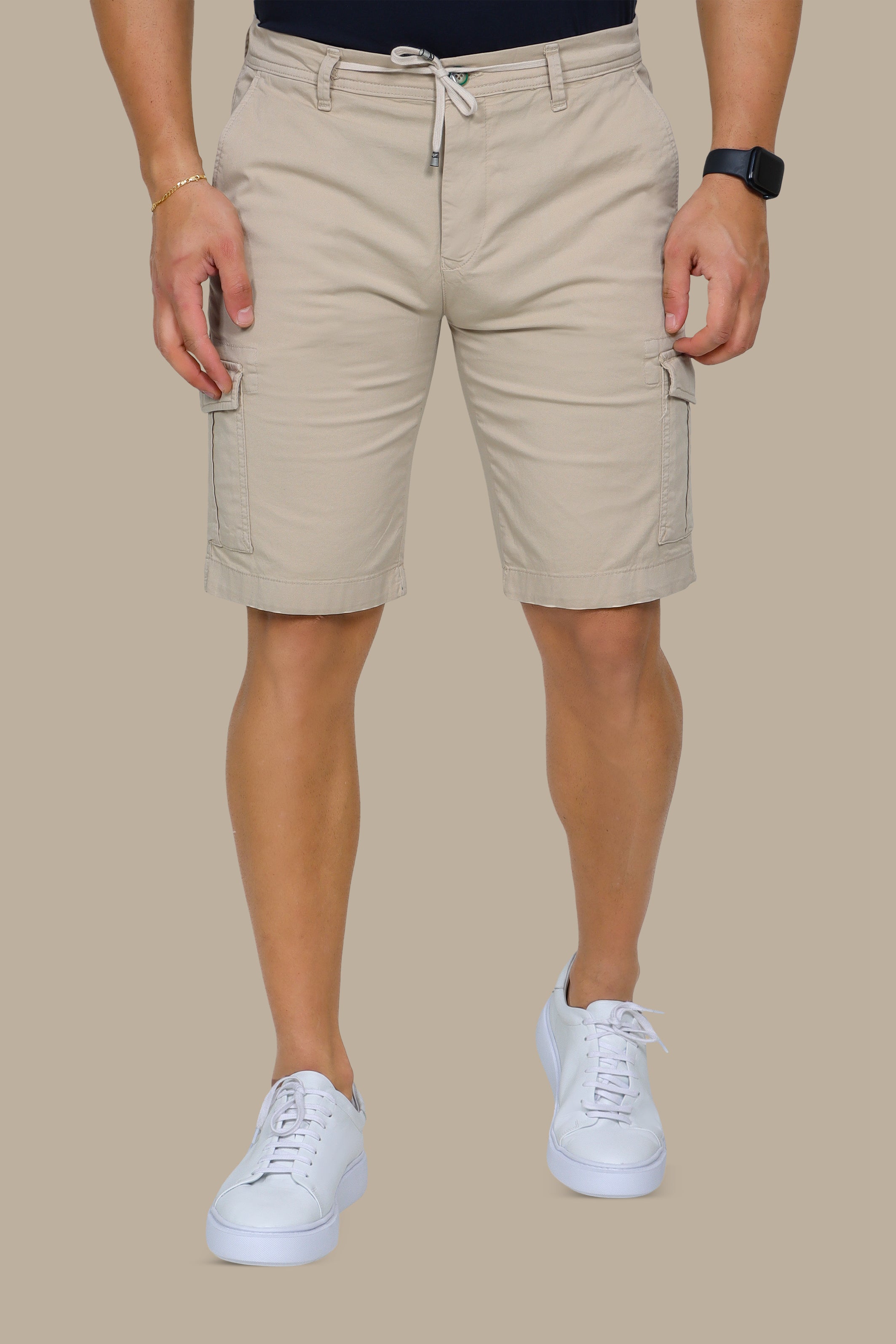 Light Beige Regular Cargo Shorts