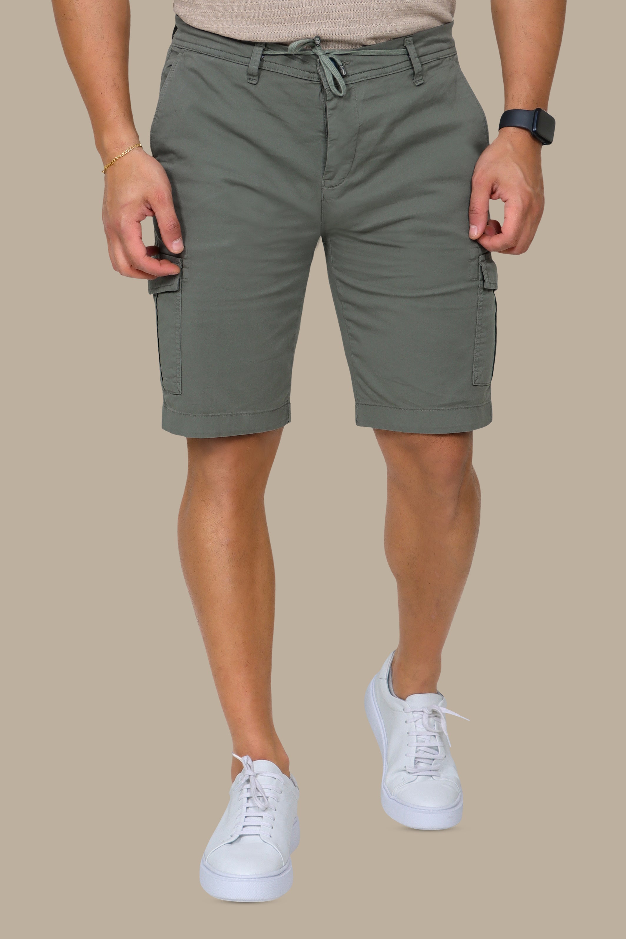 Olive Regular-Fit Cargo Shorts