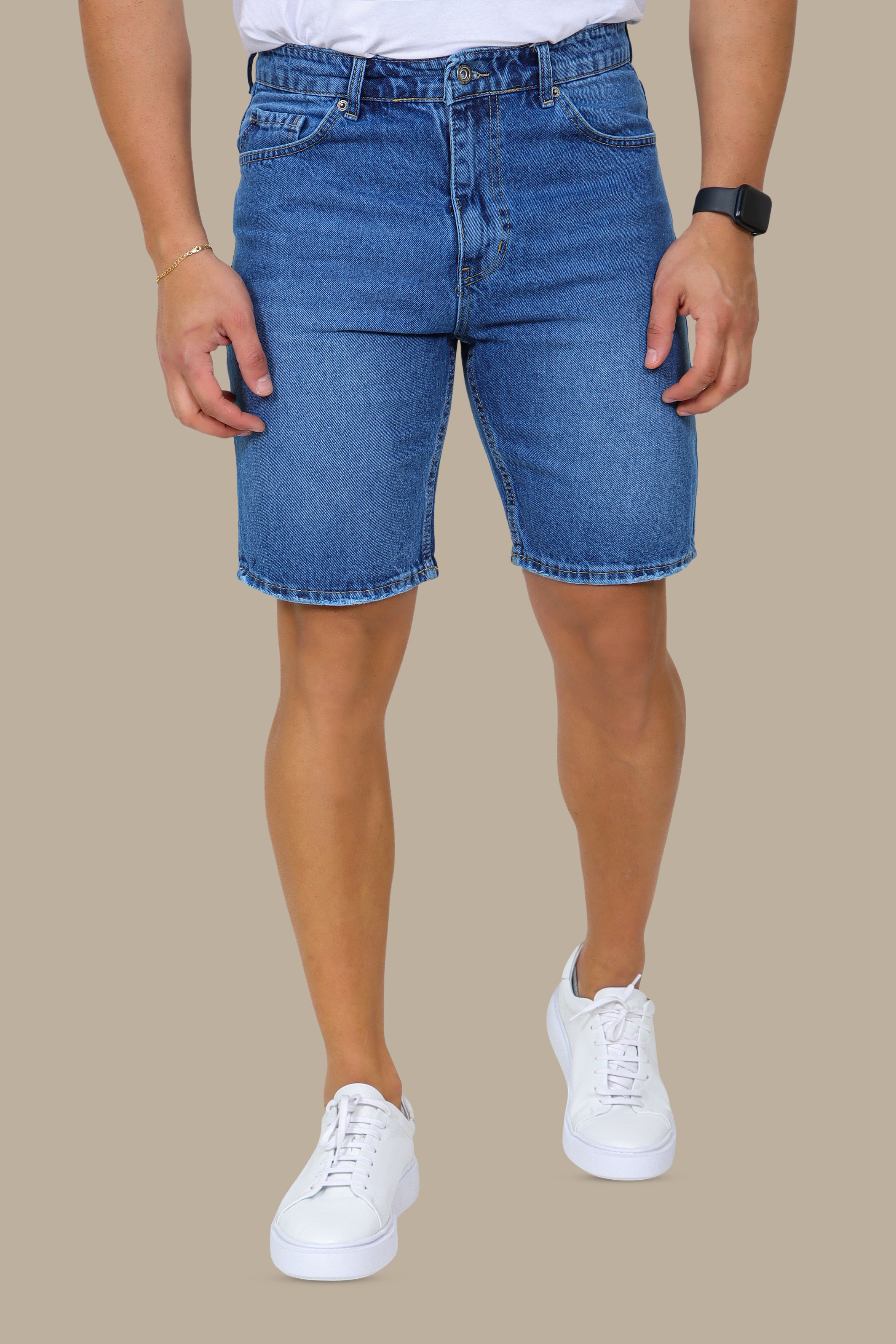 Relaxed Edge: Boyfriend Cut Denim Shorts in Blue