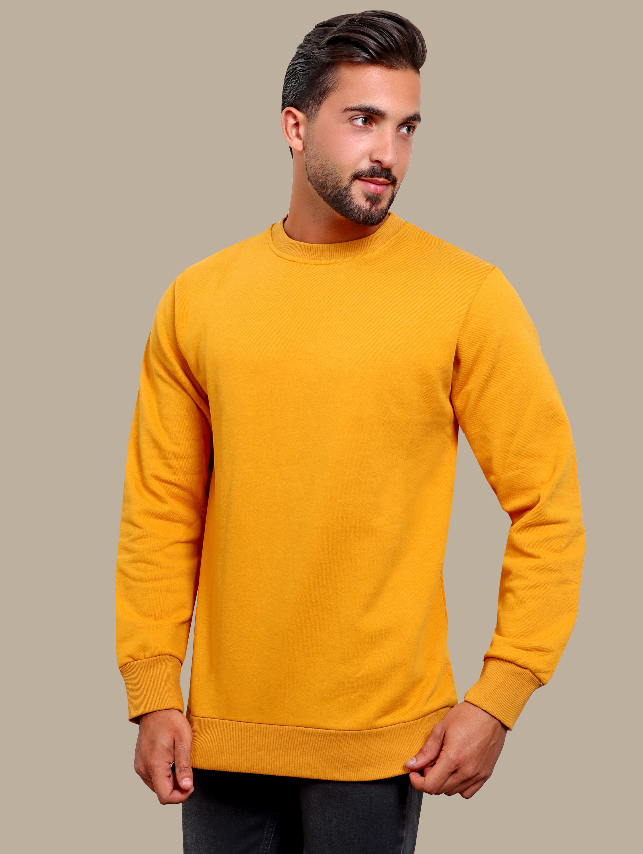Sweatshirt Basic R-Neck | Mustard