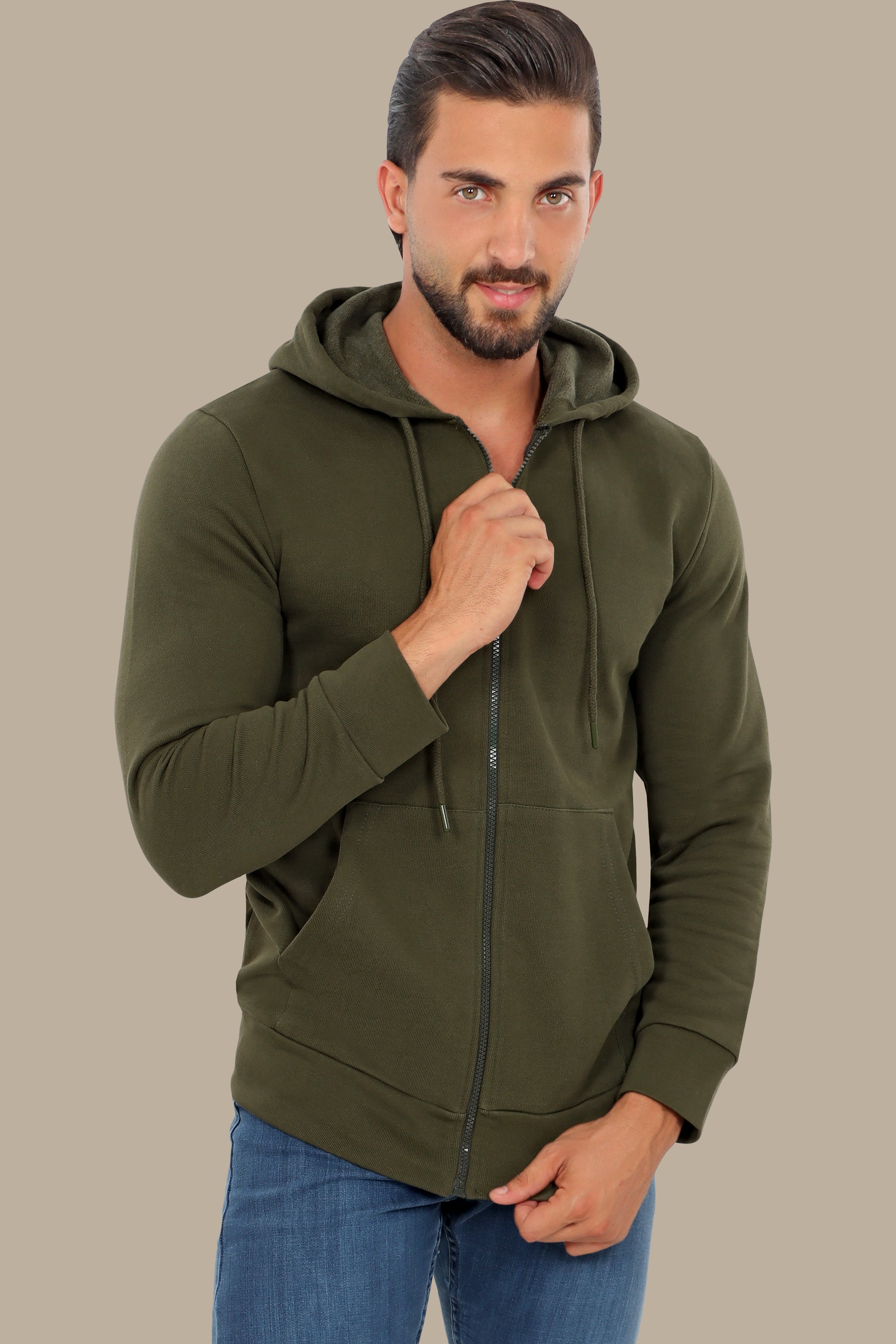 Khaki Hoodie Plain Basic Sweatshirt