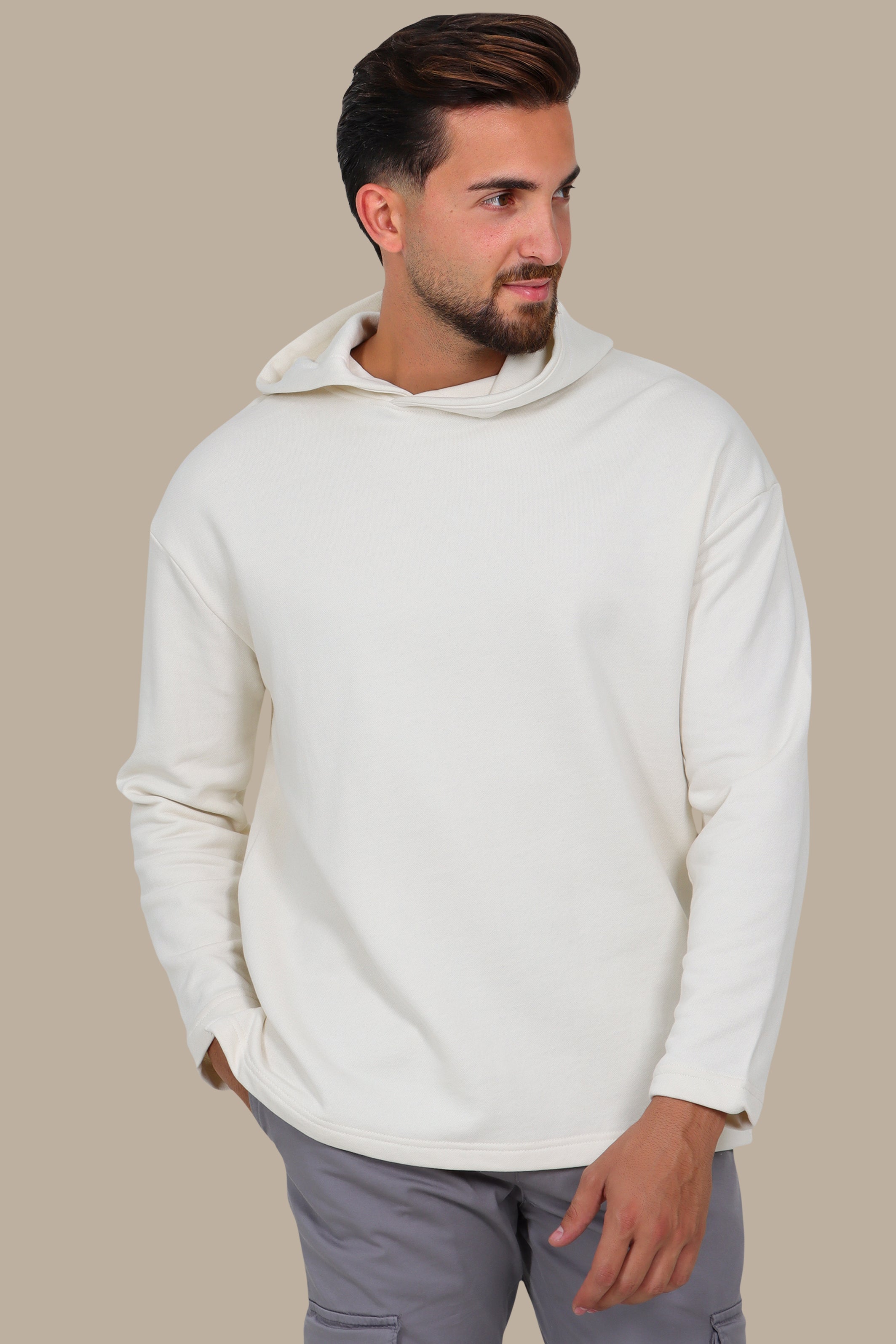 Timeless Essential Off White Basic Sweatshirt Hoodie