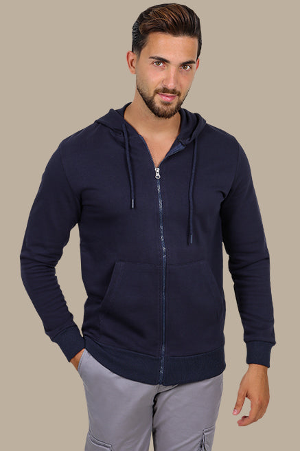 Navy Classic: Plain Basic Hoody Sweatshirt