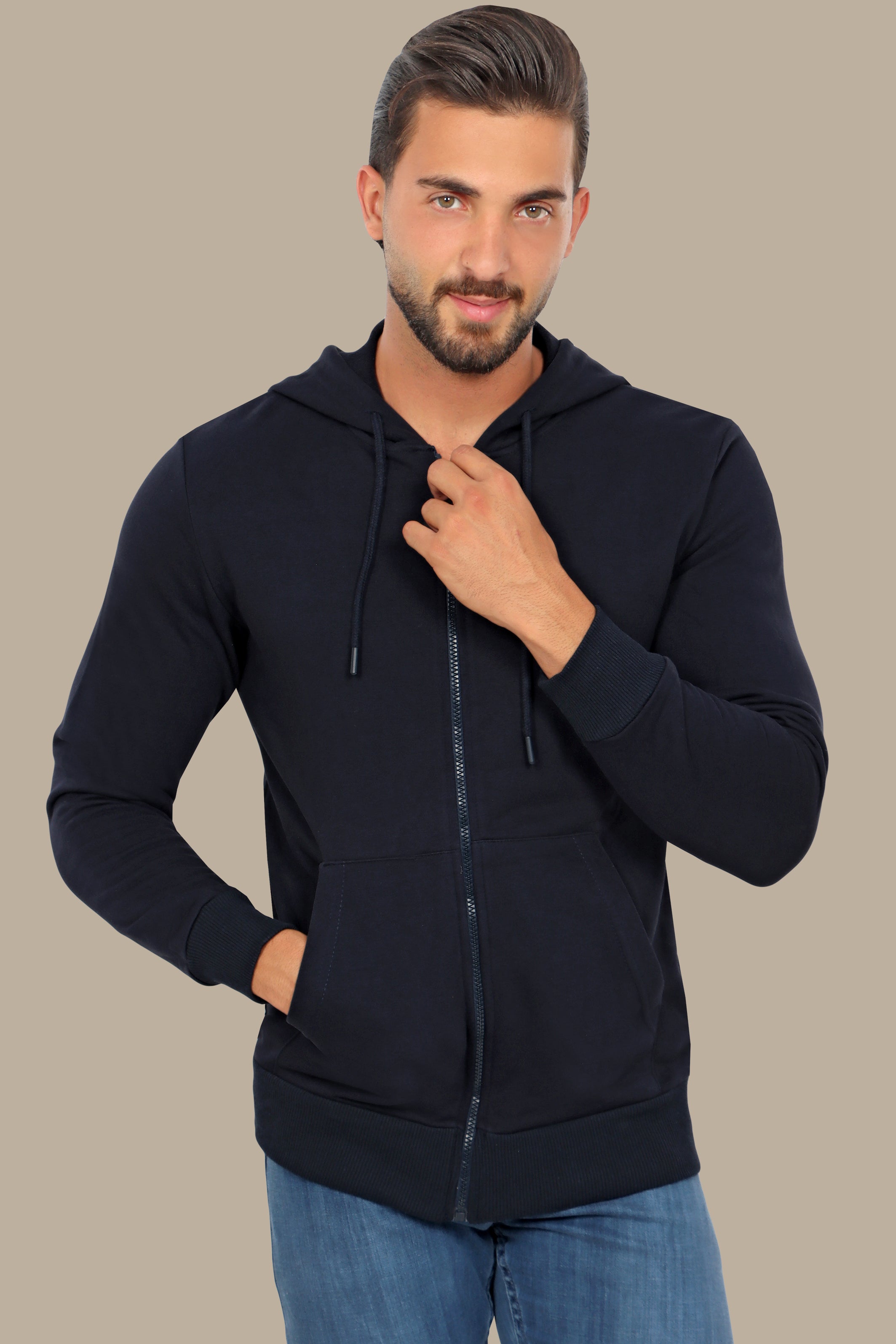 Navy Classic: Plain Basic Hoody Sweatshirt