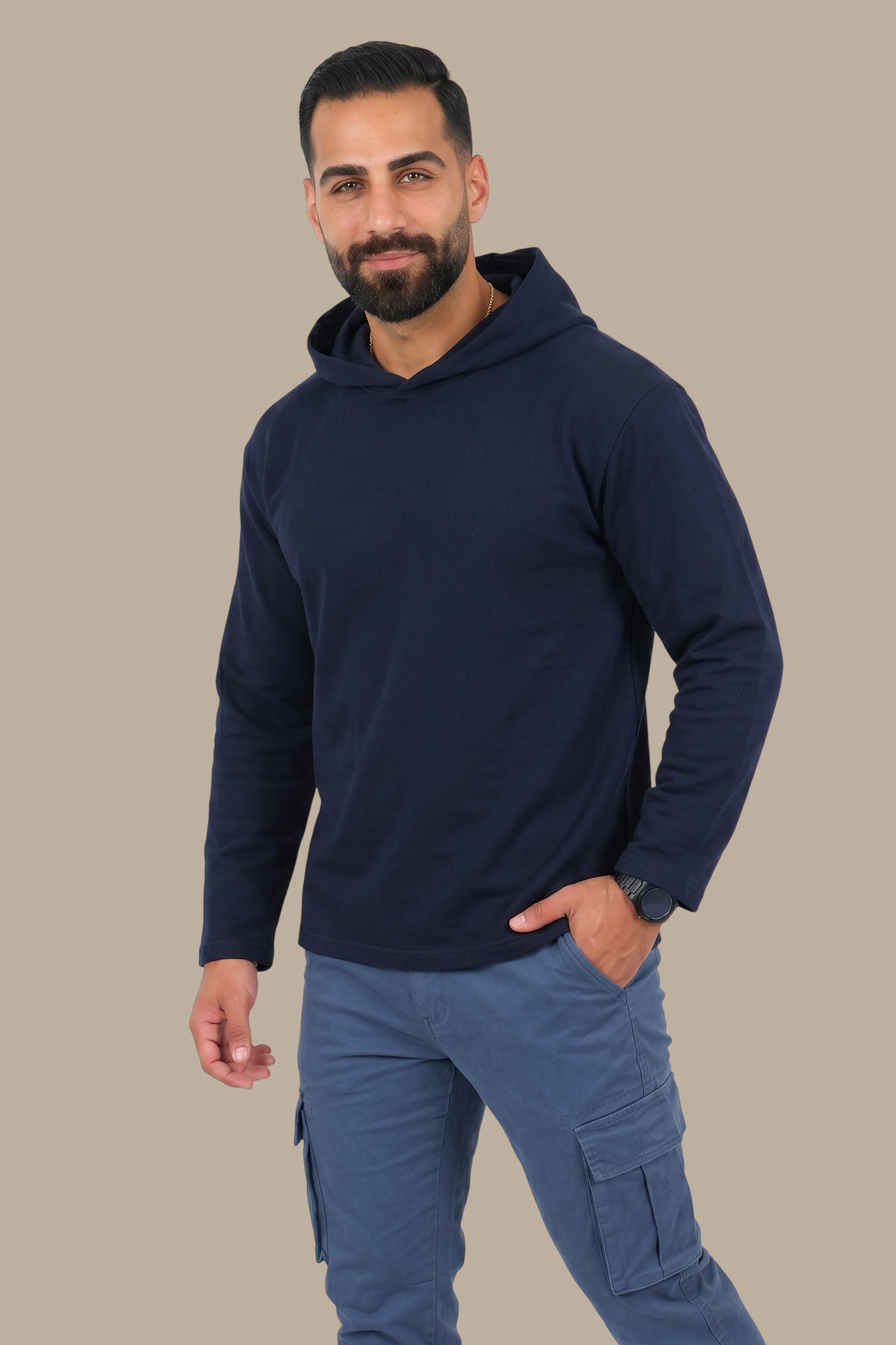Light Navy Plain Basic Hoodie