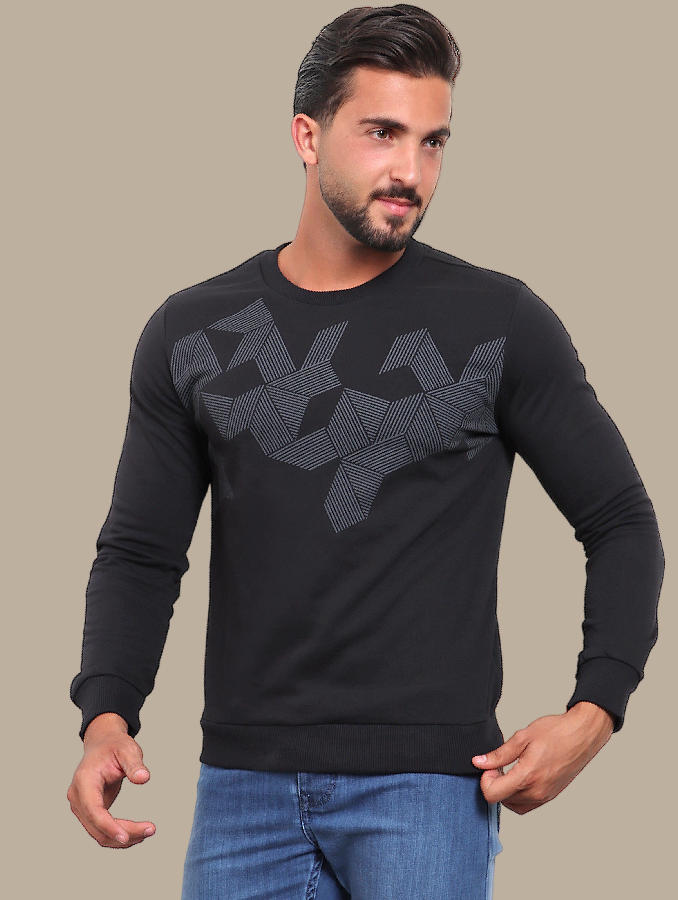 Black Patterned Sweatshirt