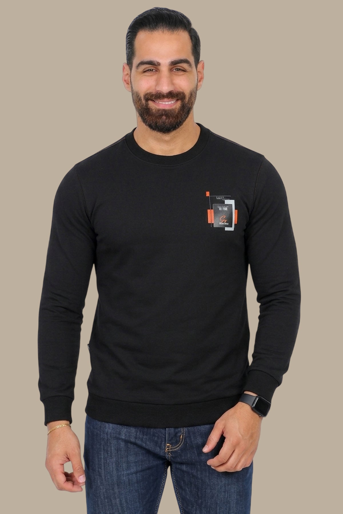 Dreamy Nights in Black: Printed Sweatshirt Chic
