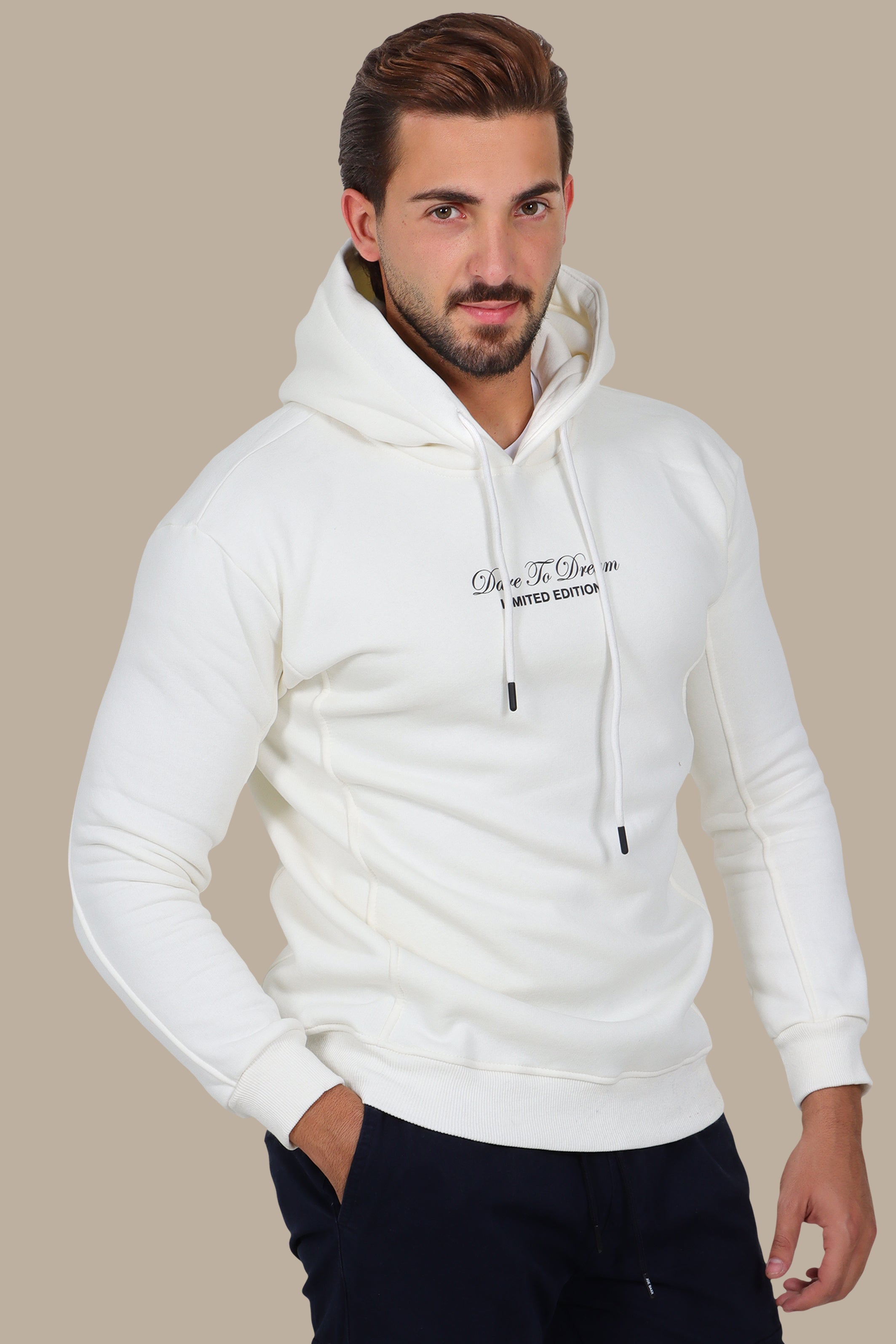 Dream Big: Oversized Printed Hoodie White