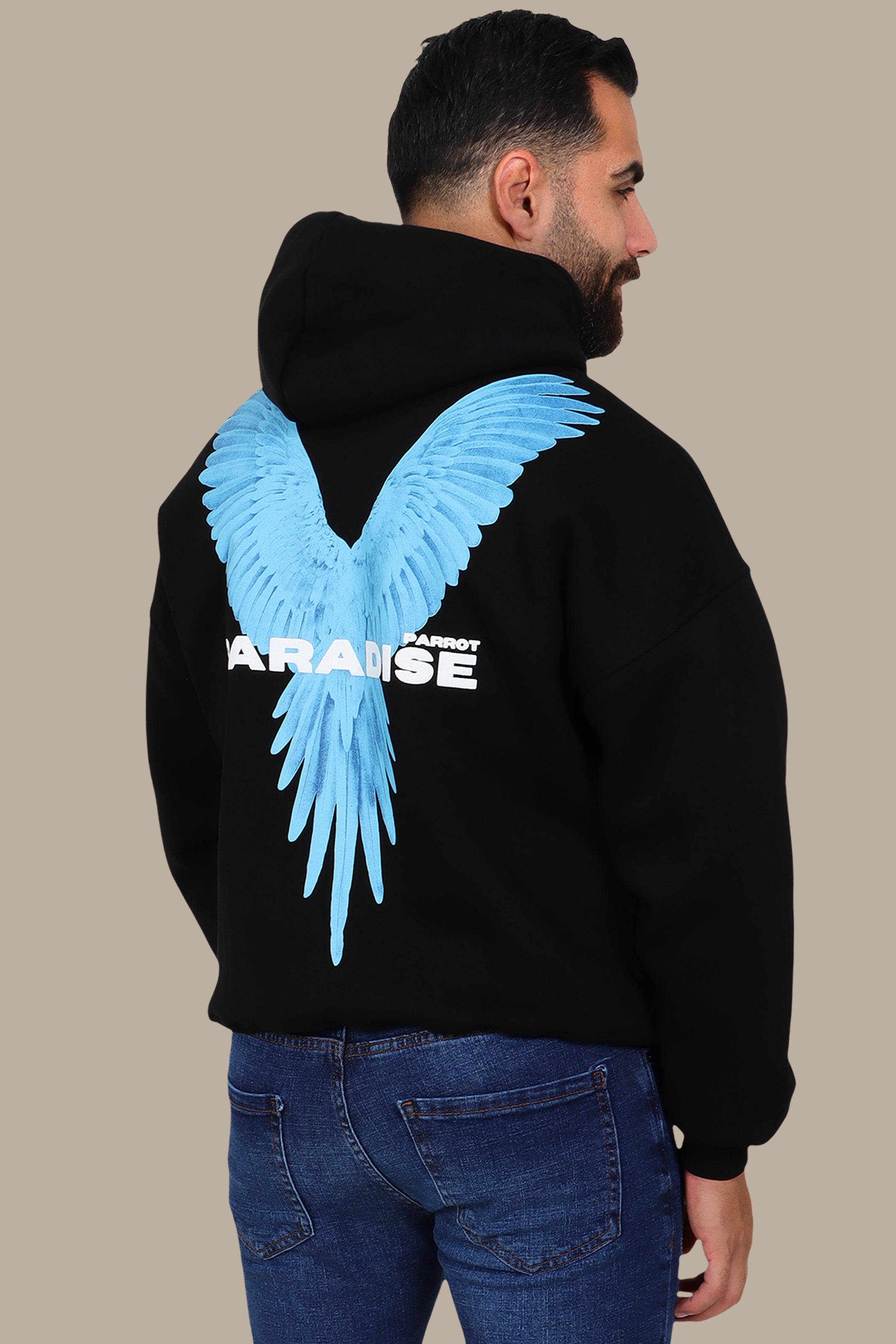 Black Parrot Paradise Graphic Hoodie