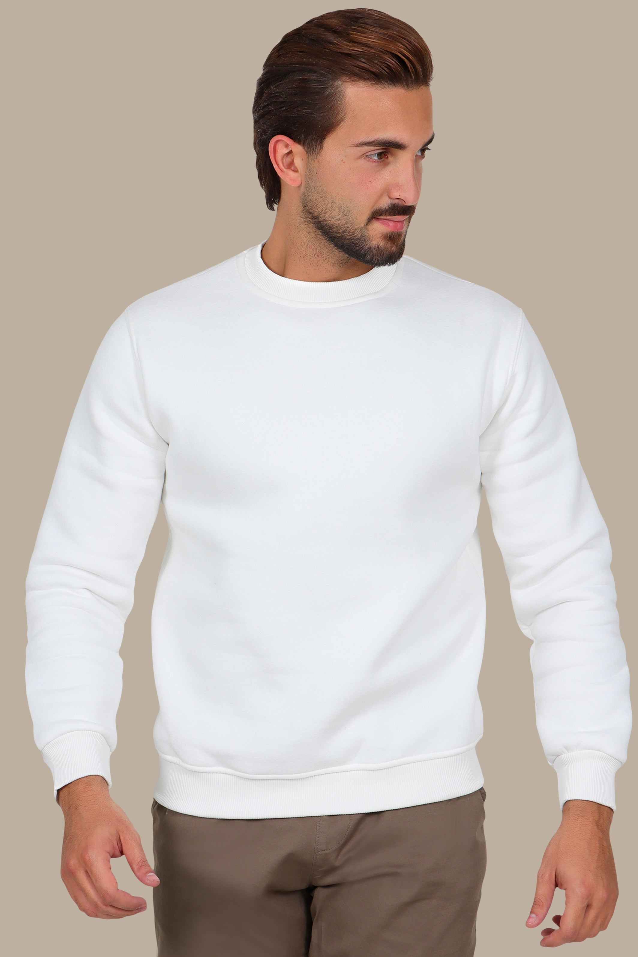 White Oversized Basic Sweatshirt