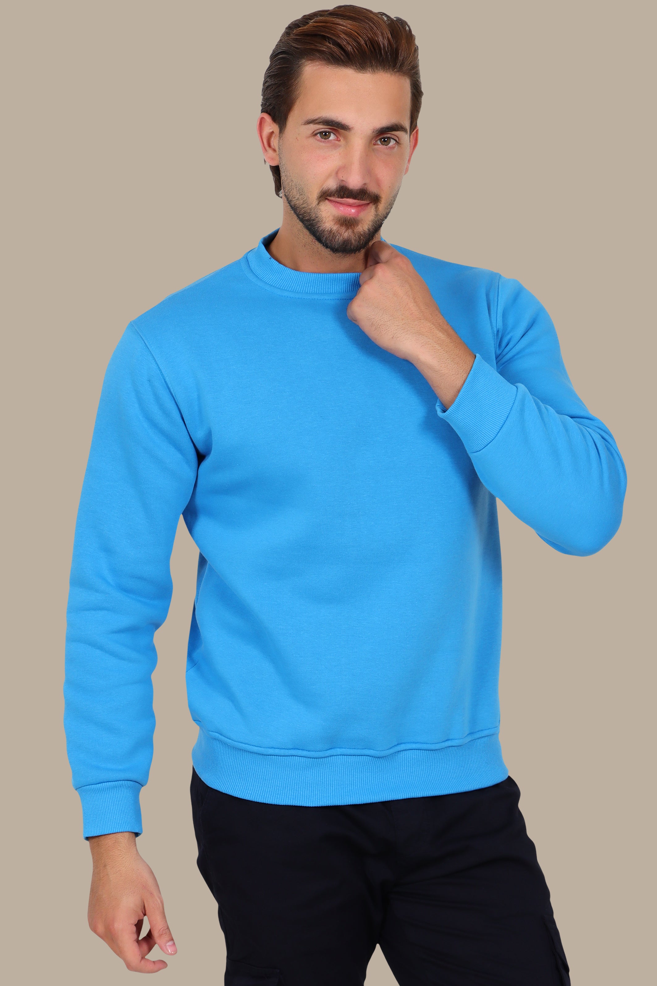 Blue Oversized Basic Sweatshirt