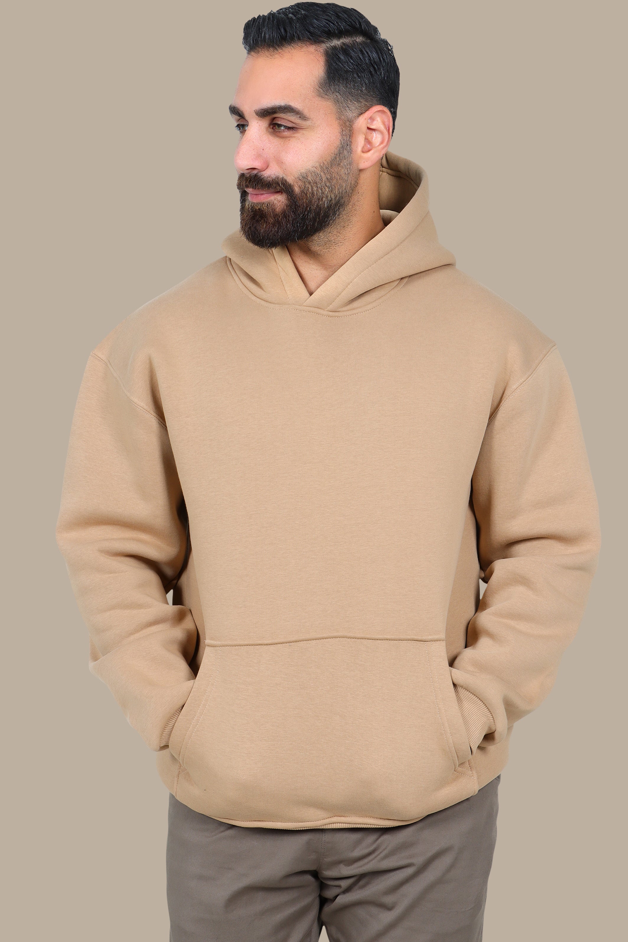 Oversized Basic Hoodie Havane