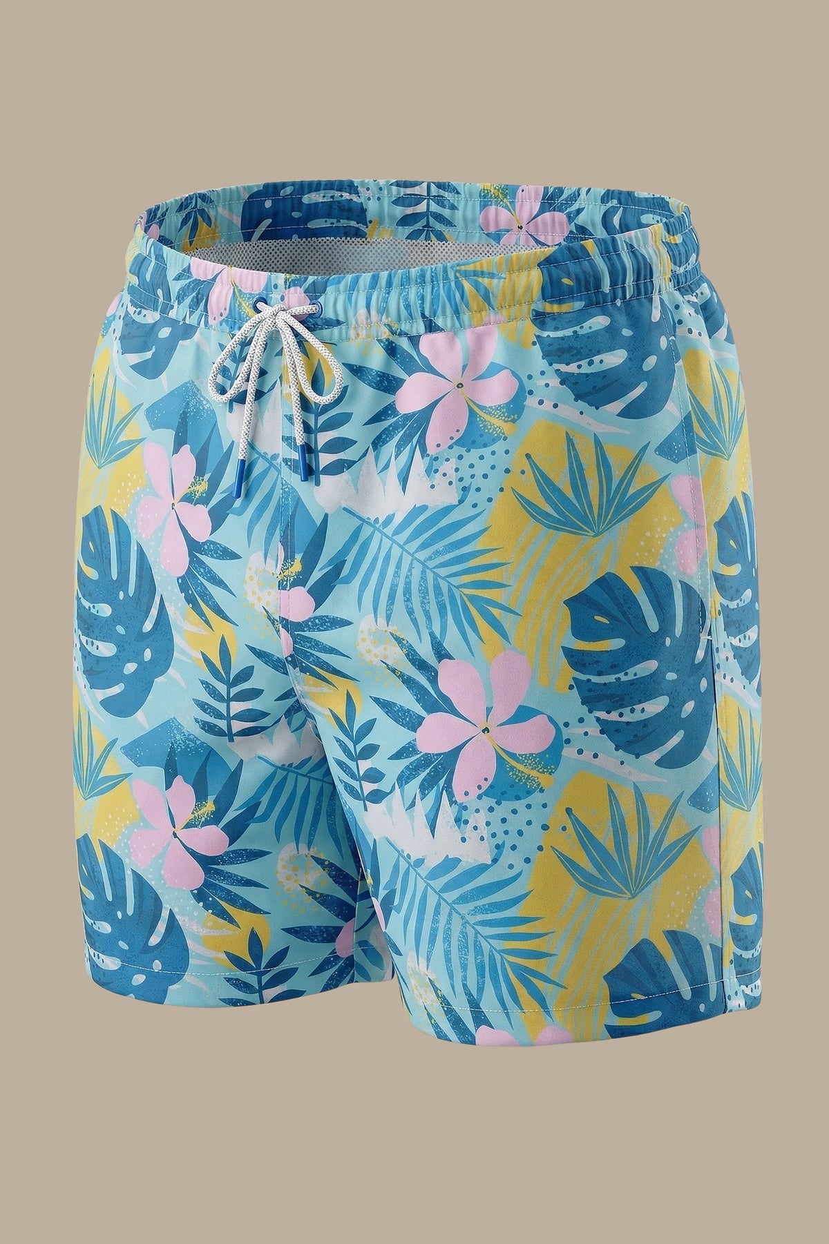 Ocean Breeze: Blue Leaves Print Swimwear