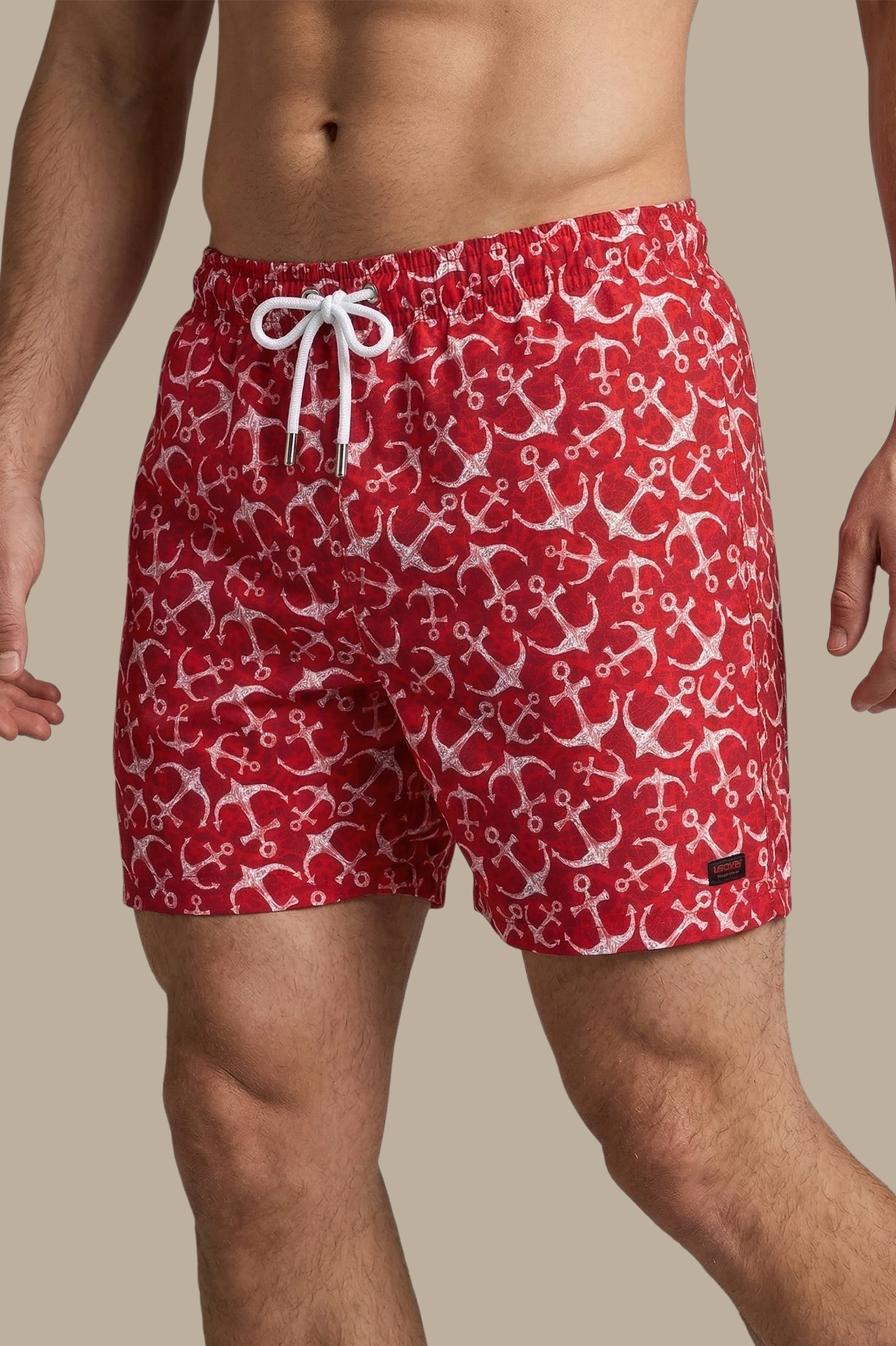 Red Anchor-Print Swimwear