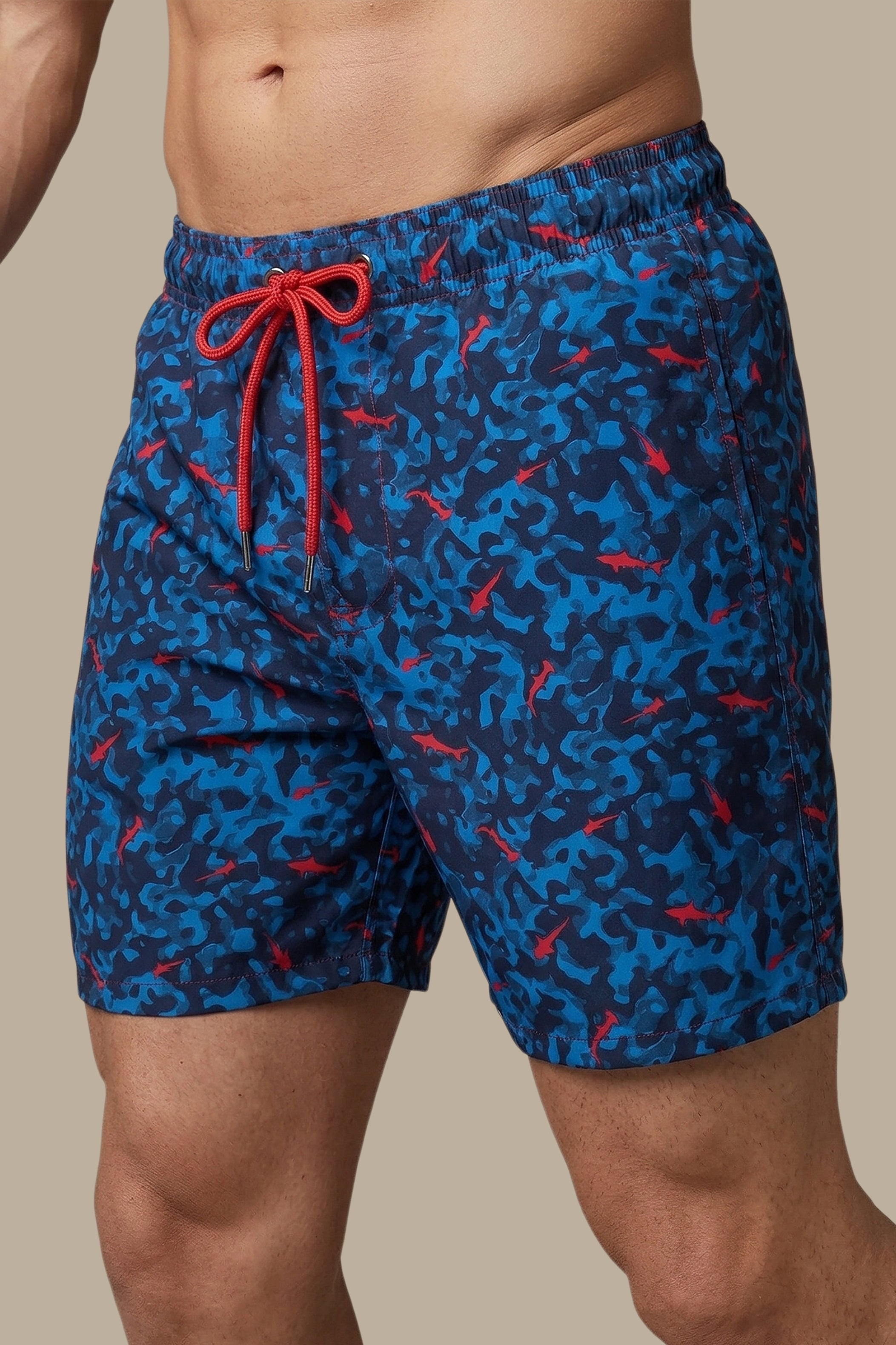 Navy Shark-Print Swimwear