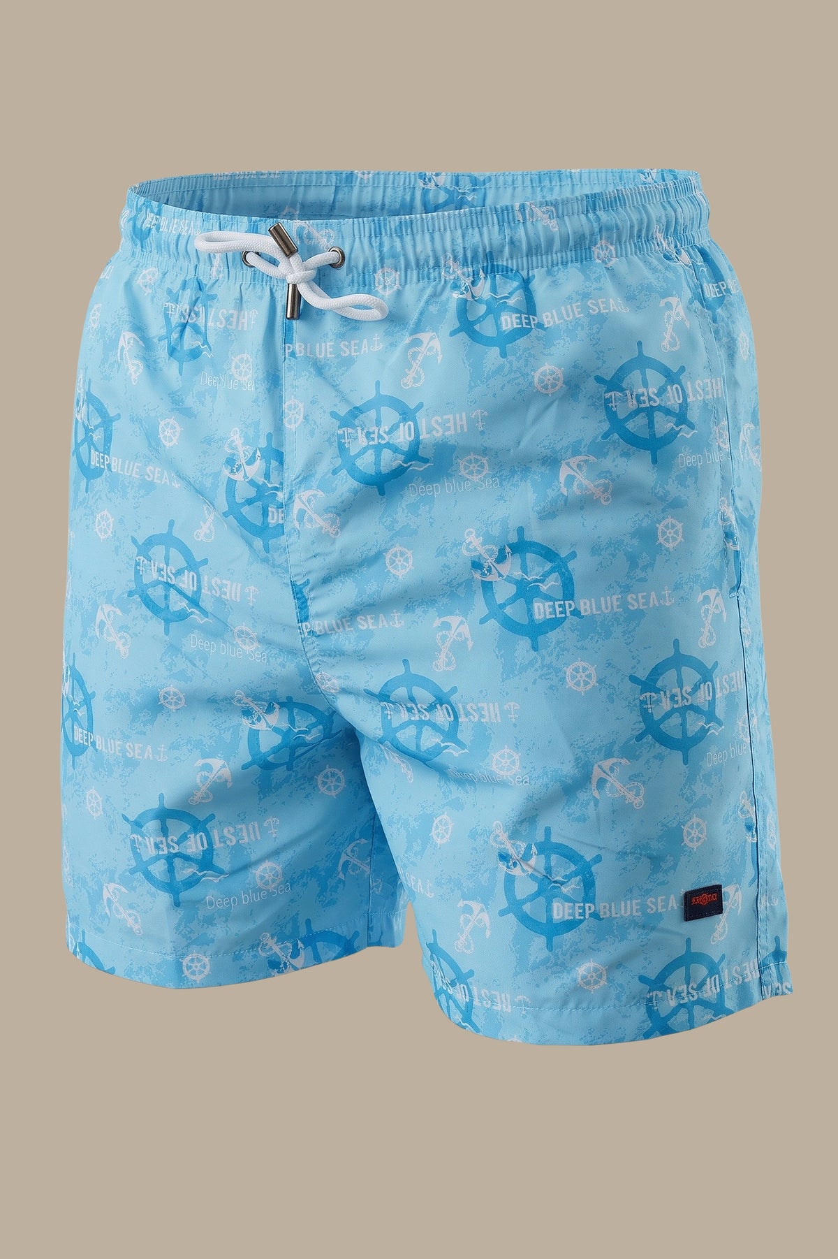 Light Blue Deepsea Ship Wheel Print Swimwear