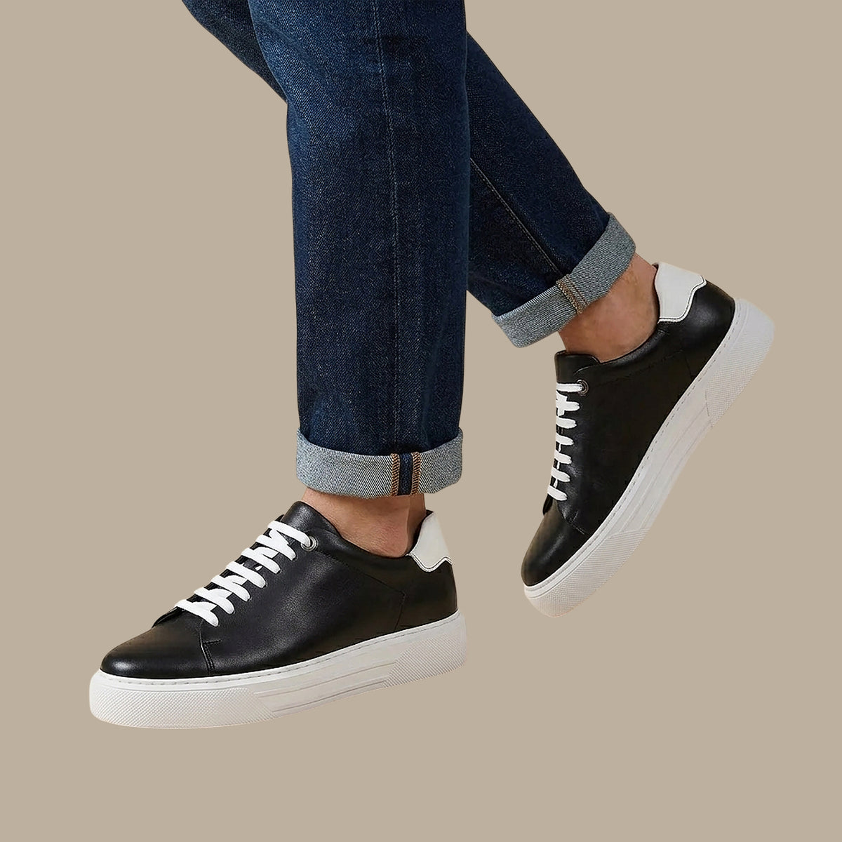 Black Alexander Basic Sneakers with White Heel