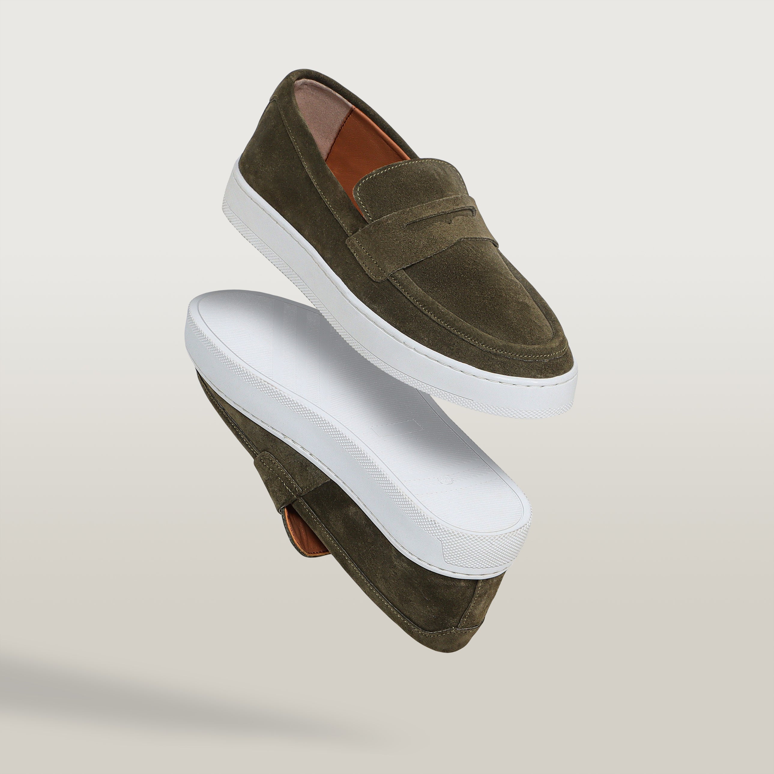 Penny Casual Loafer in Khaki Suede