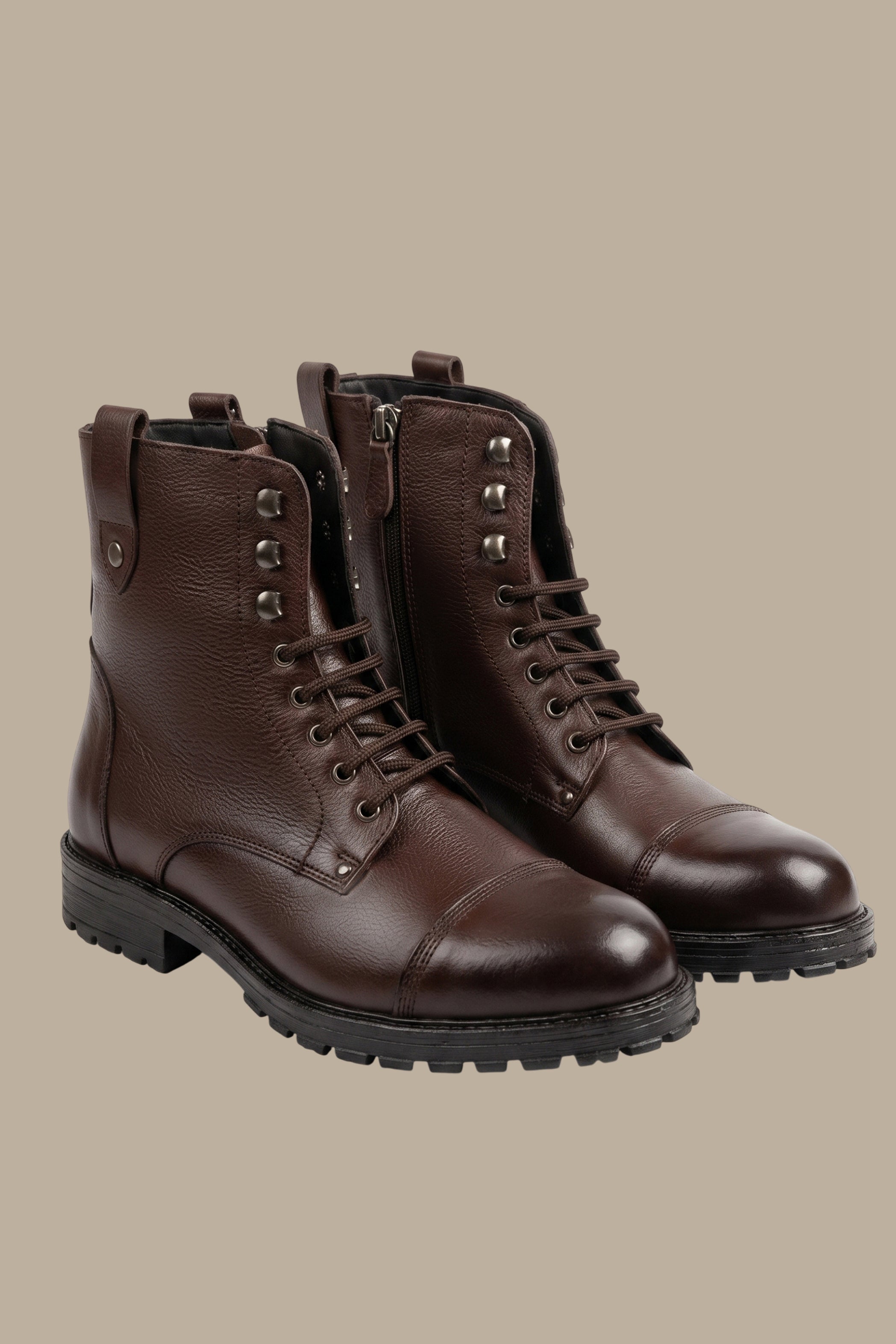 Brown Classic Lace-Up Boots