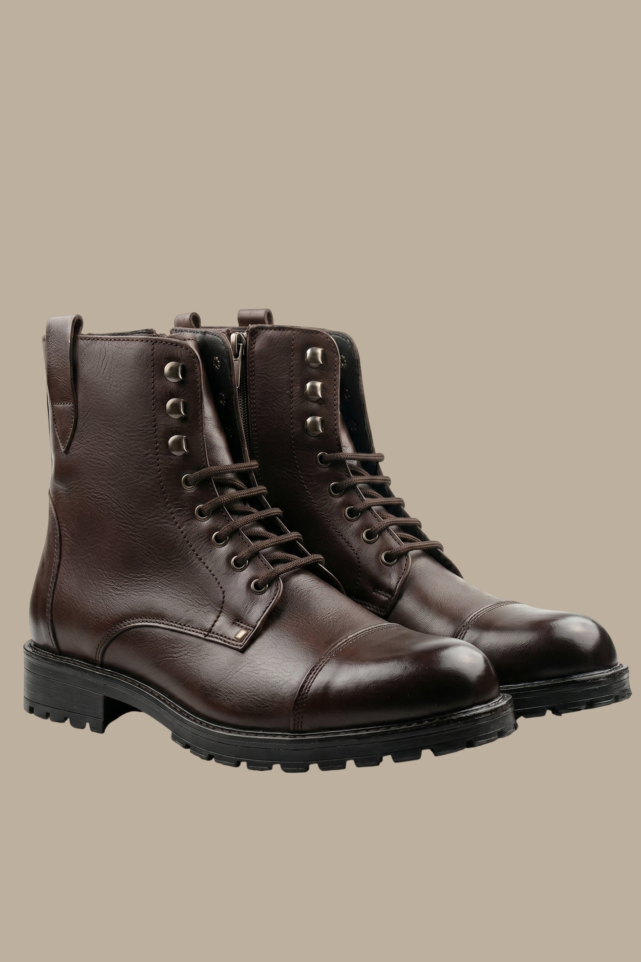 Brown Classic Lace-Up Boots