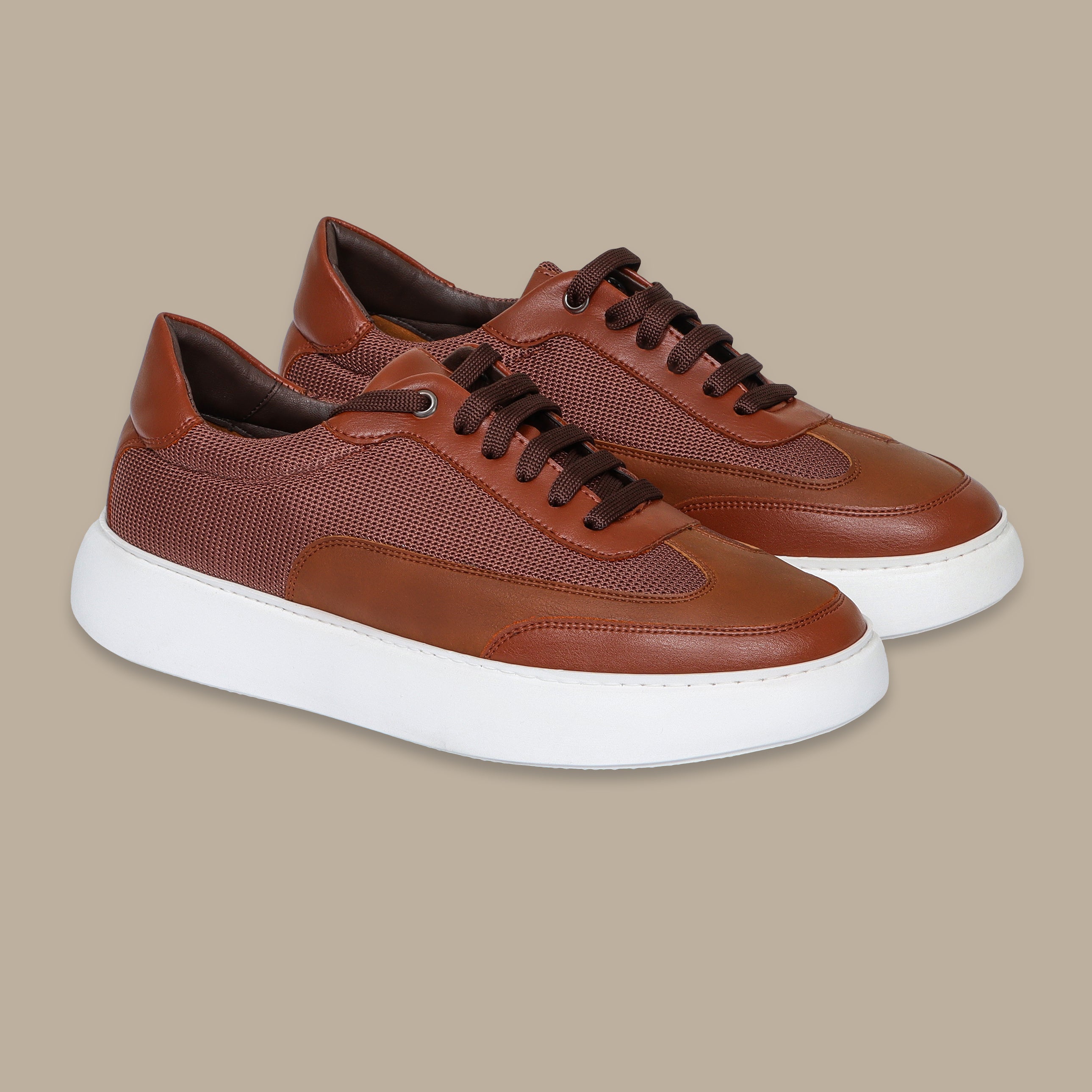 Havane Chunky Leather Sneakers with White Sole
