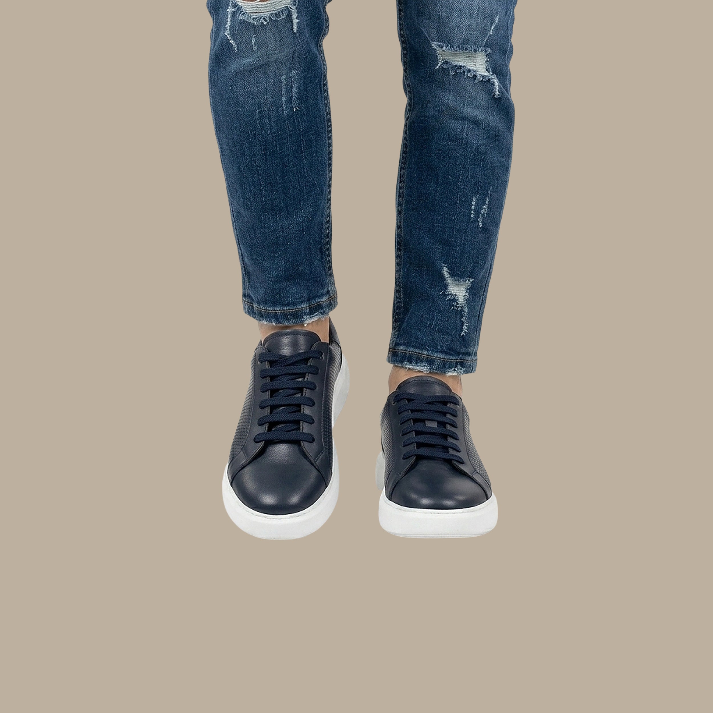 Navy Trainers with Sleek Finish