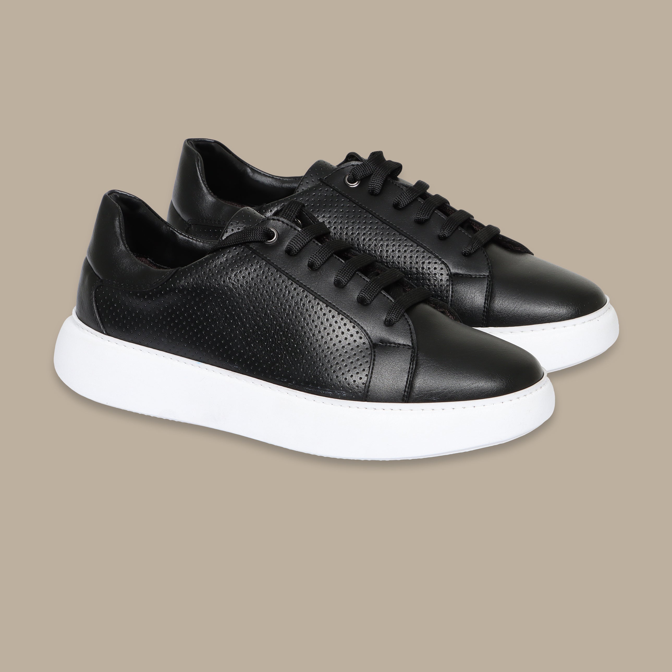 Black Dotted Trainers with Textured Detail
