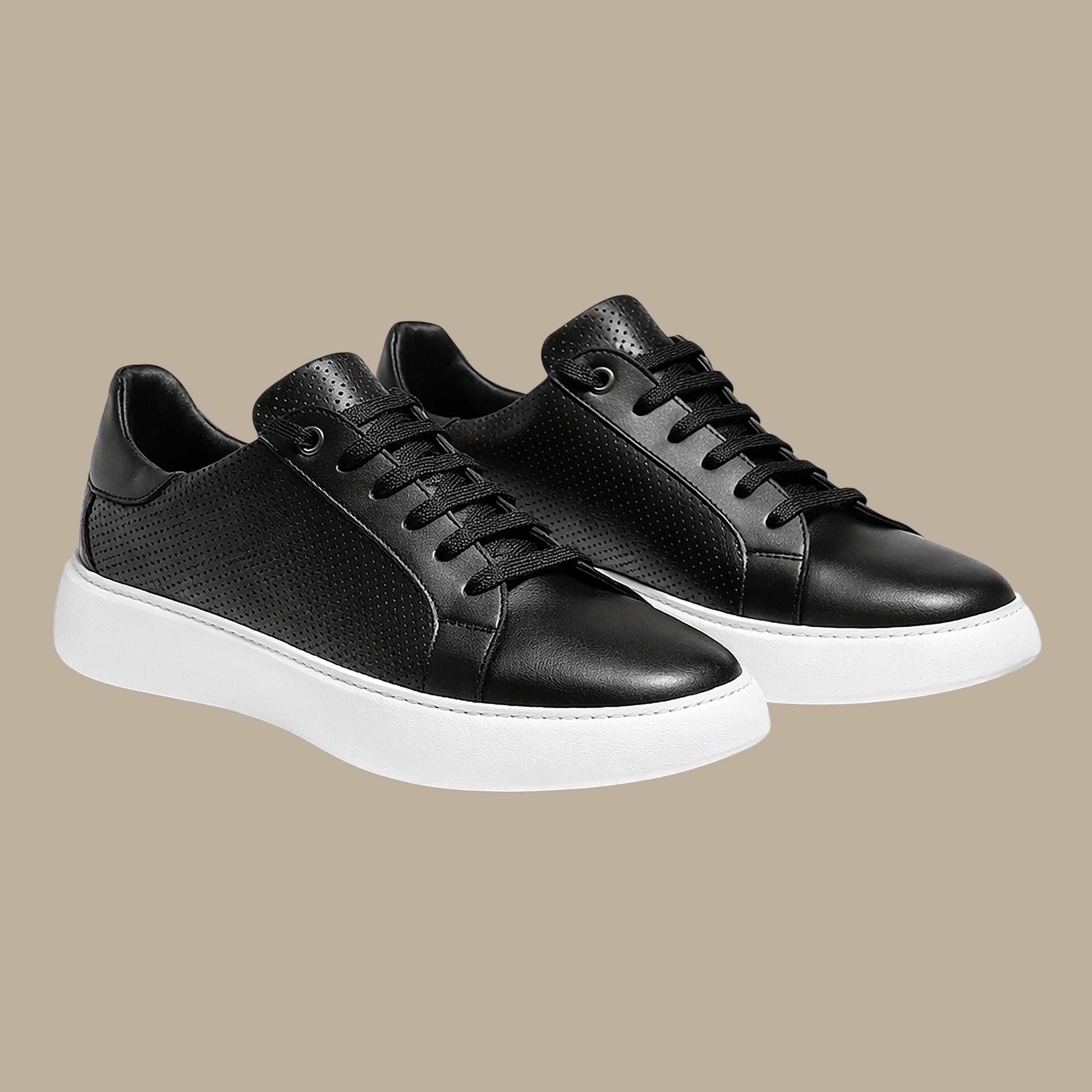 Black Dotted Trainers with Textured Detail