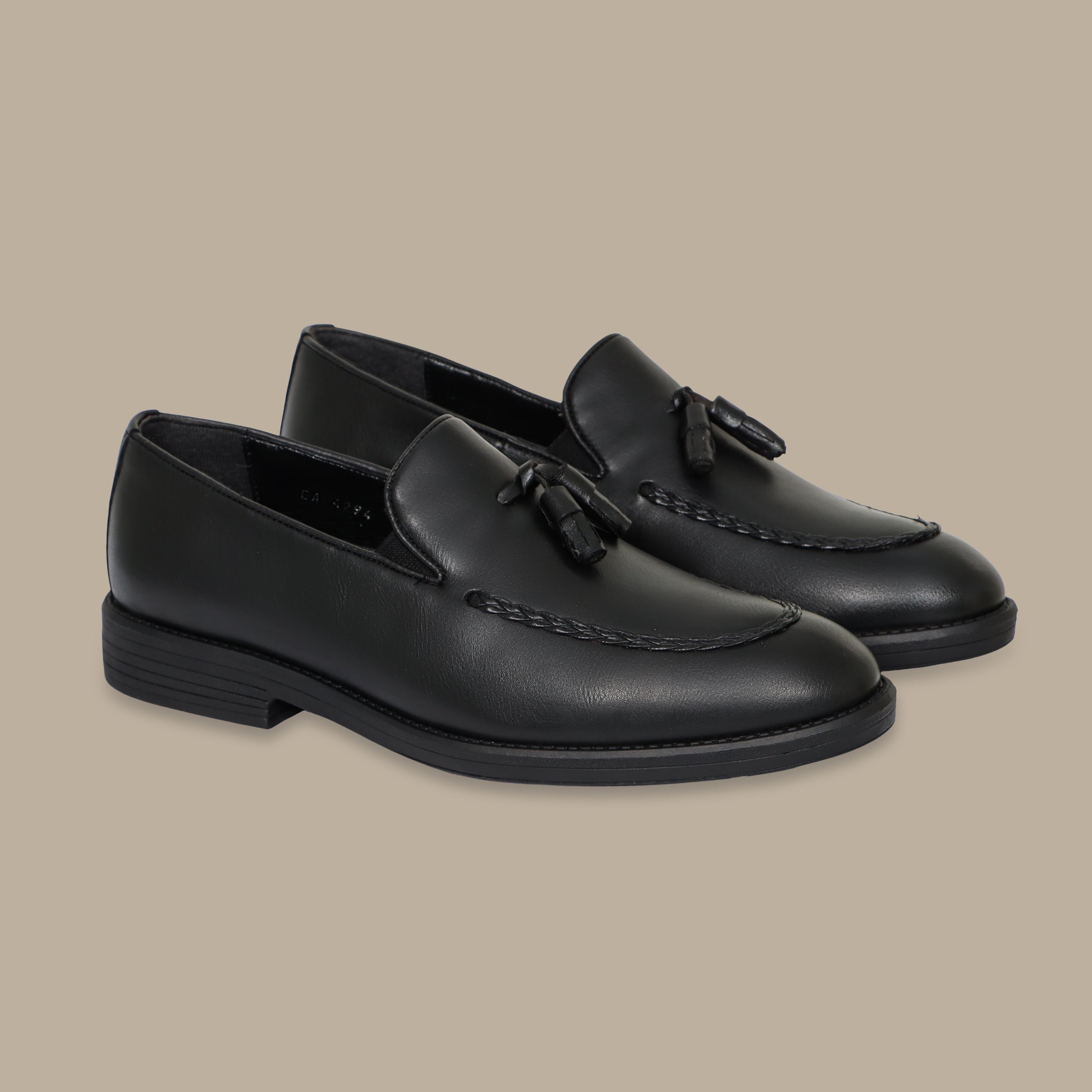 Black Leather Tassel Loafers