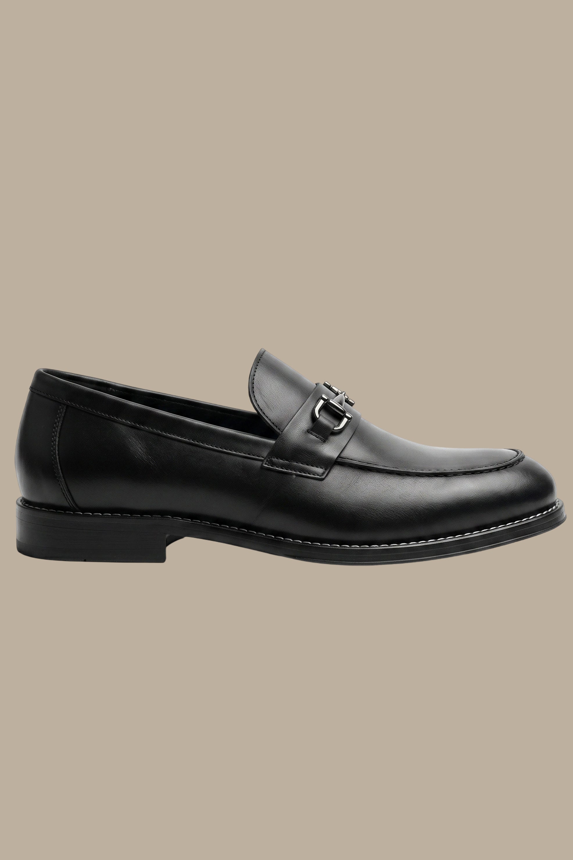 Black Leather Loafers with Appliqué