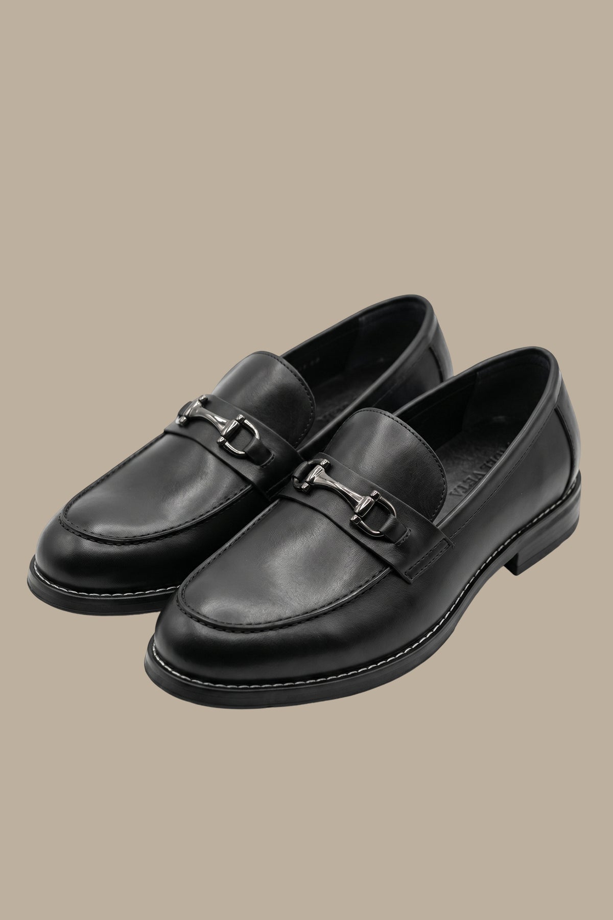 Black Leather Loafers with Appliqué