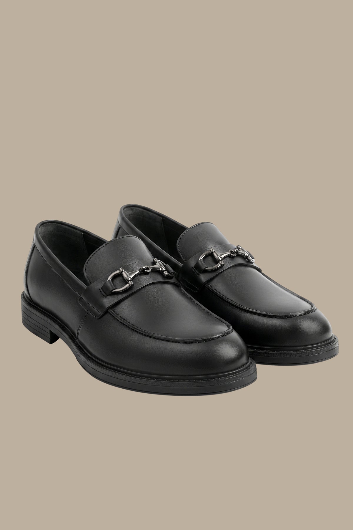 Black Leather Loafers with Appliqué